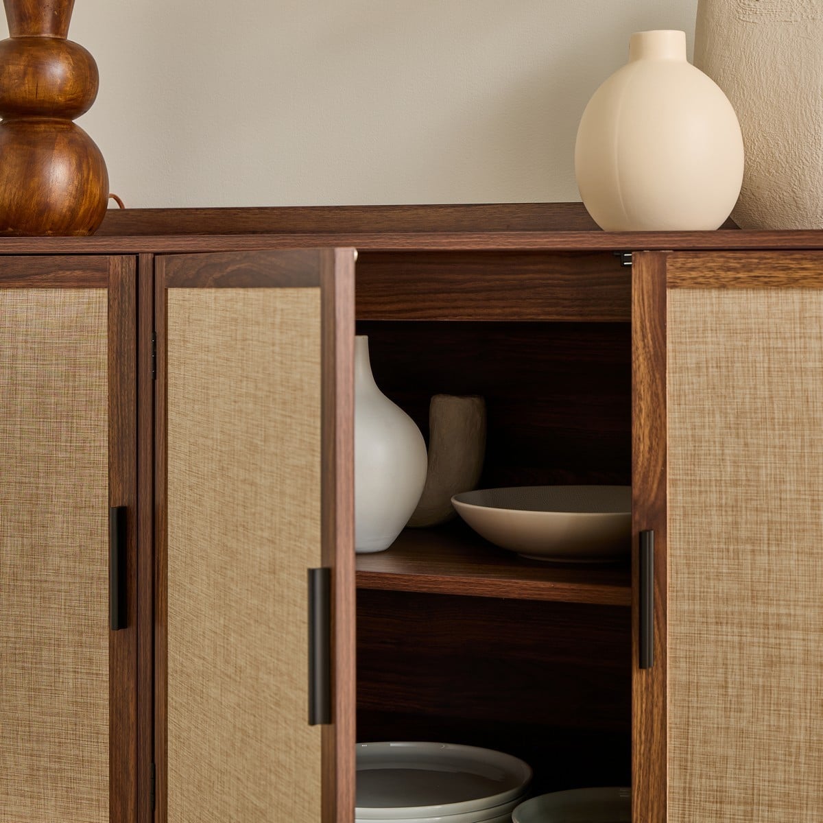 Buffet 3 portes décor noyer JETSON bois foncé, CALICOSY