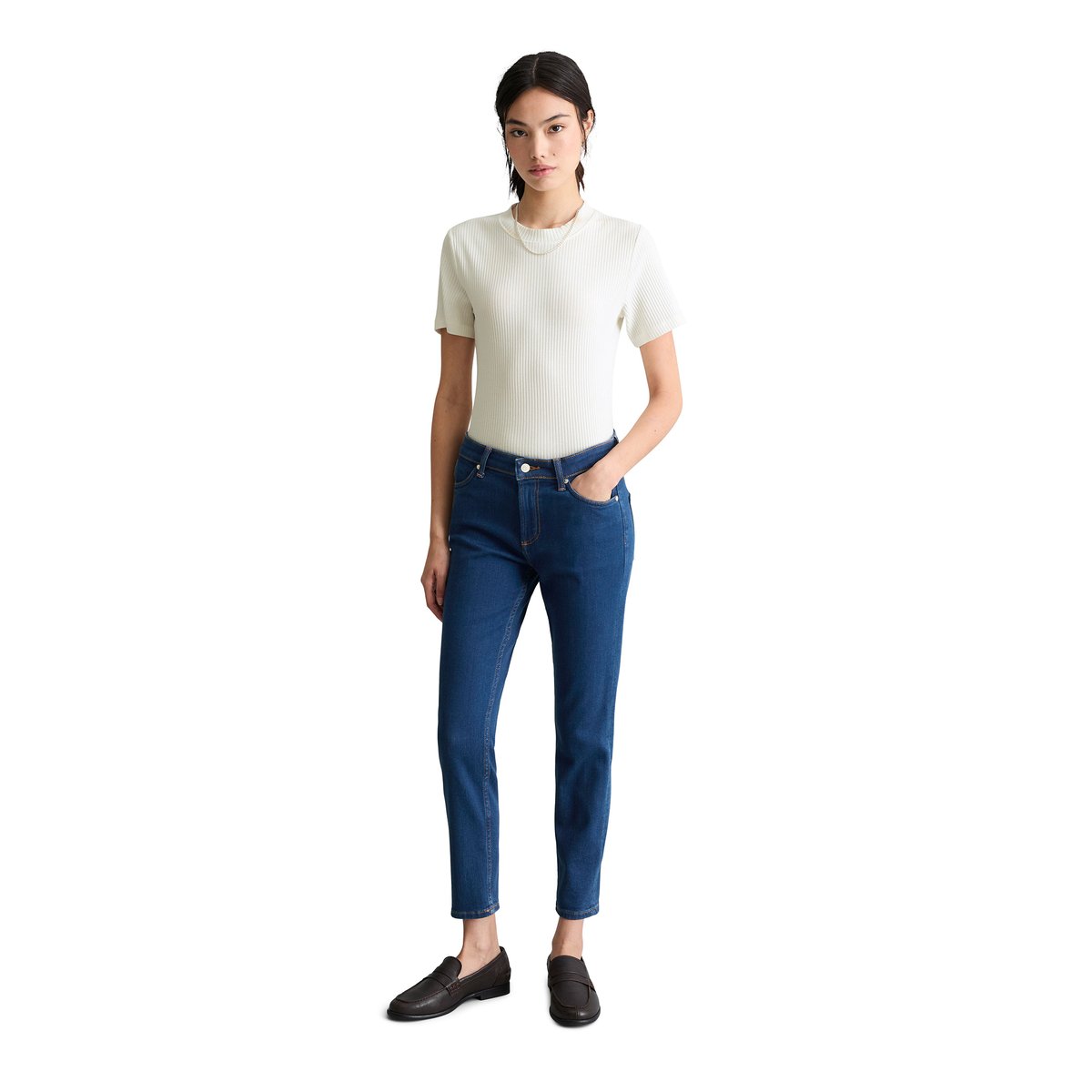 Jeans modèle Kaj skinny cropped en coton stretch épuré bleu clair, MARC O’POLO DENIM