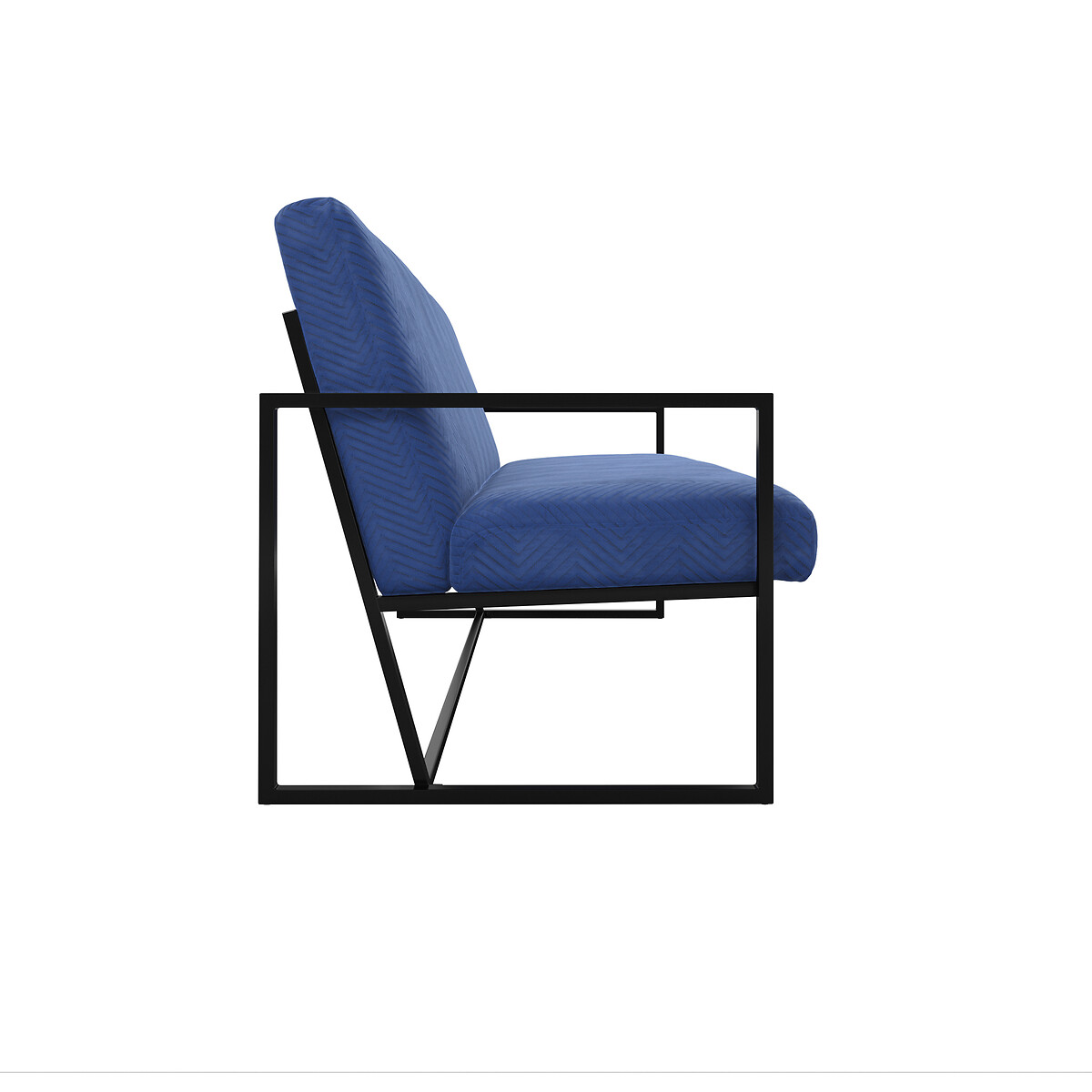 Fiorella Chevron Velvet 2 Seater Accent Sofa ink blue, SO'HOME