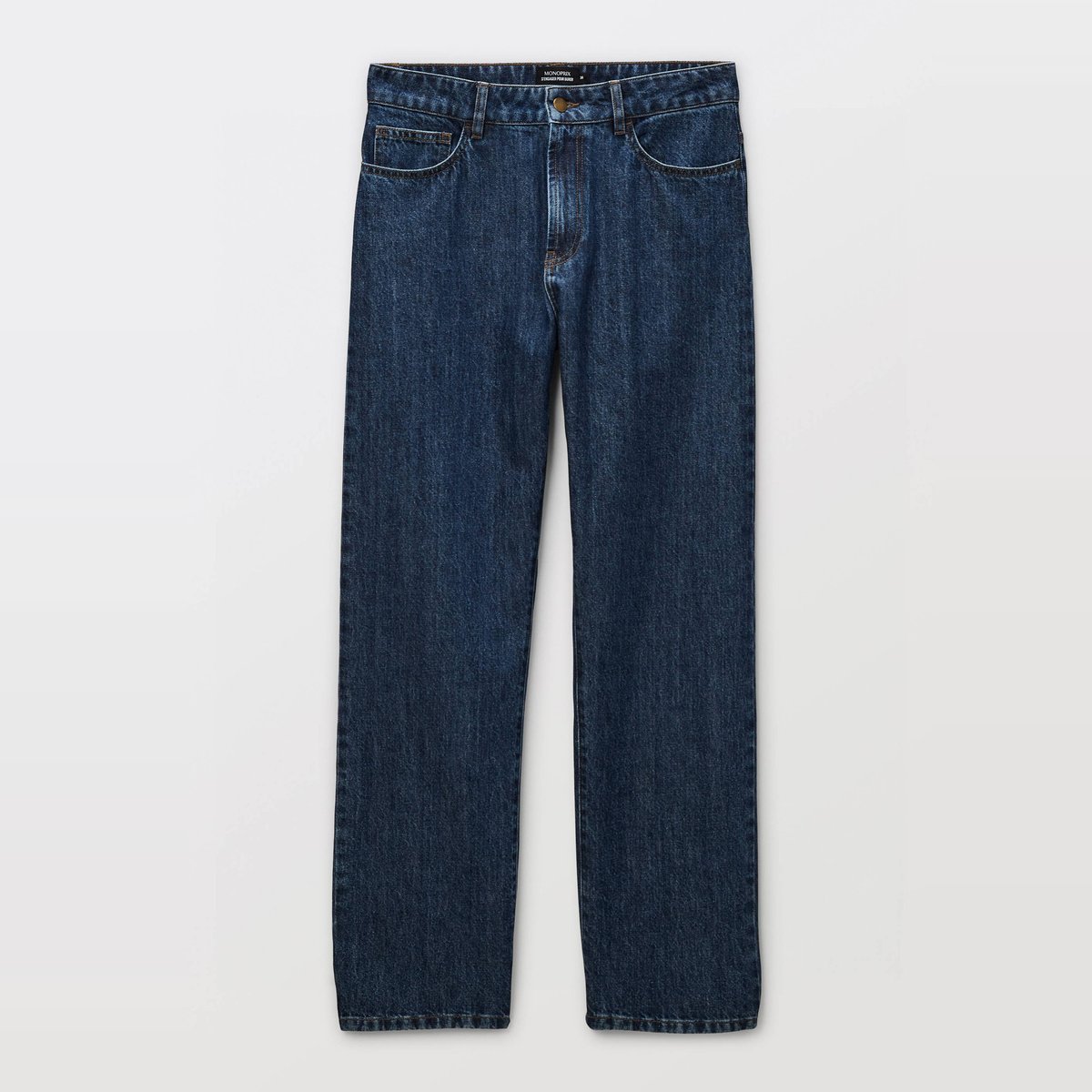 Jean droit élargi taille descendue stone denim, MONOPRIX