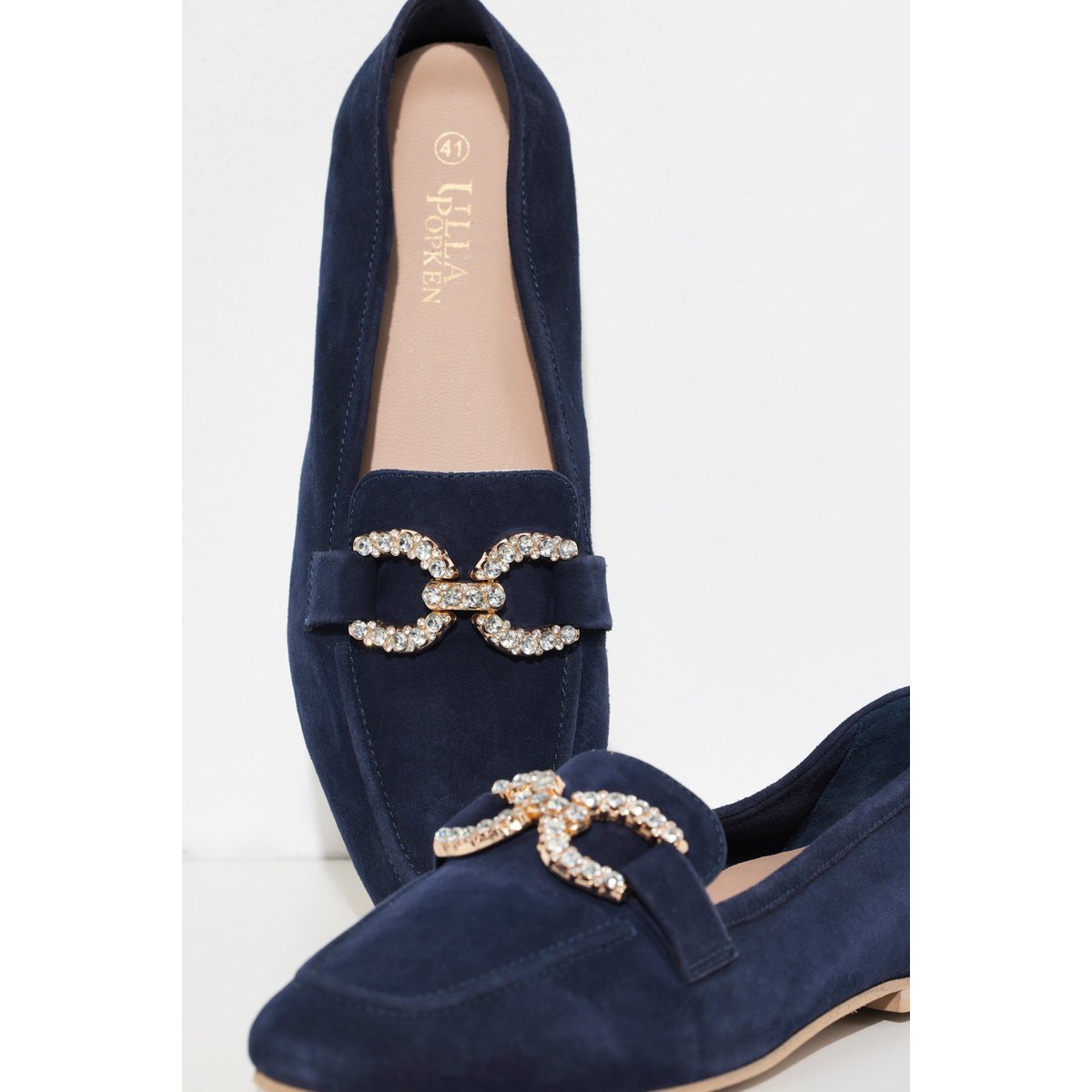 Ballerines en cuir suédé , pied large marine, ULLA POPKEN