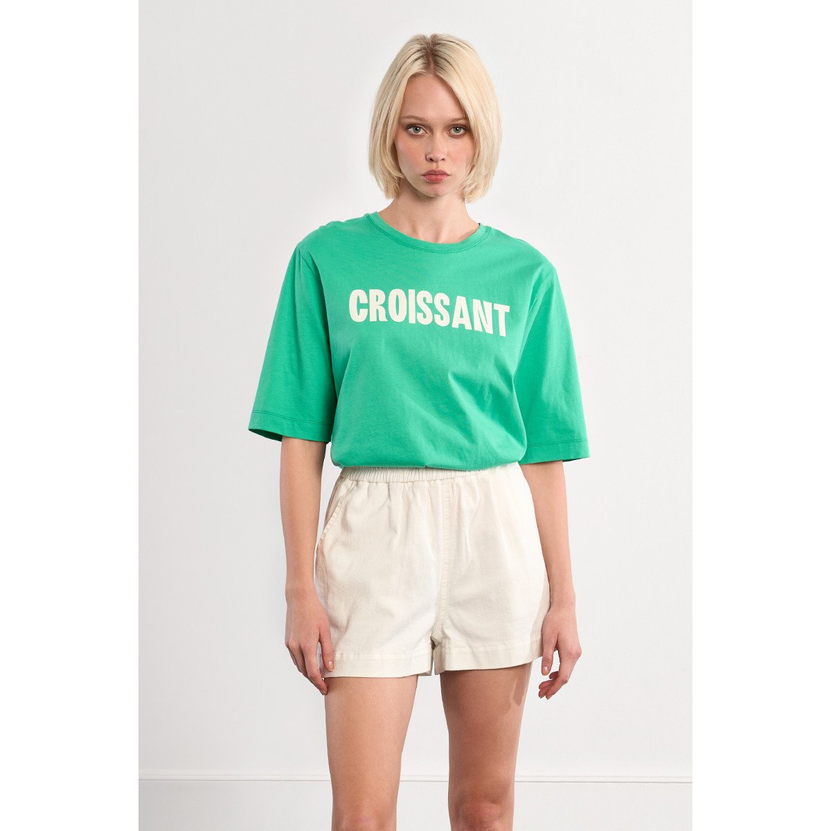 T-shirt oversize "Croissant" vert, LILI SIDONIO