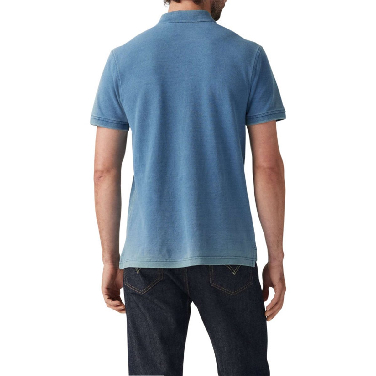 Polo en coton bleu uni avec une coupe droite et un col fermé par trois boutons bleu, LEVI'S