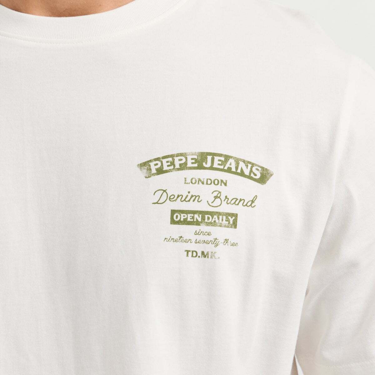 T-Shirt Coupe Regular Avec Logo blanc cassé, PEPE JEANS