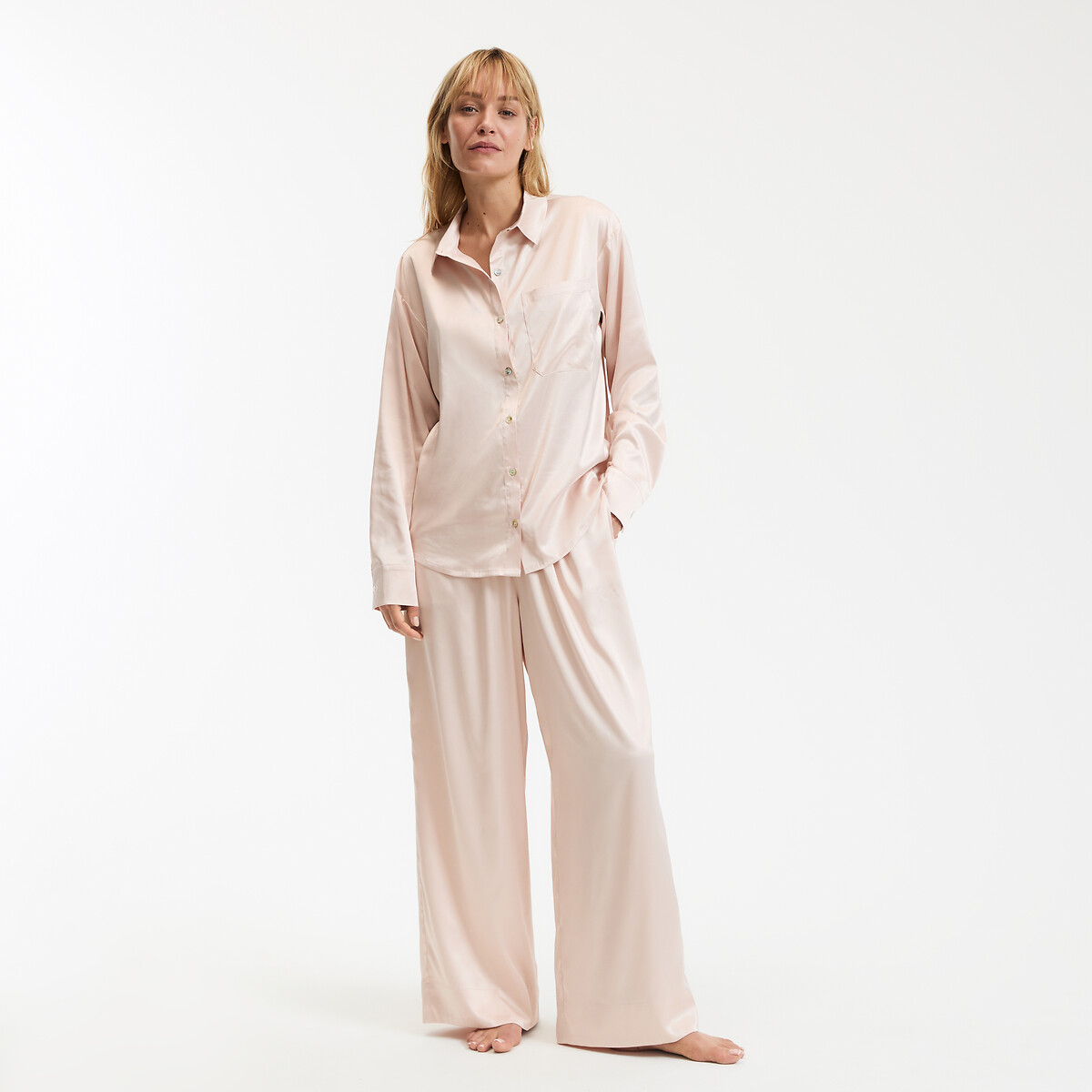 Pigiama in satin rosa nude, LA REDOUTE COLLECTIONS