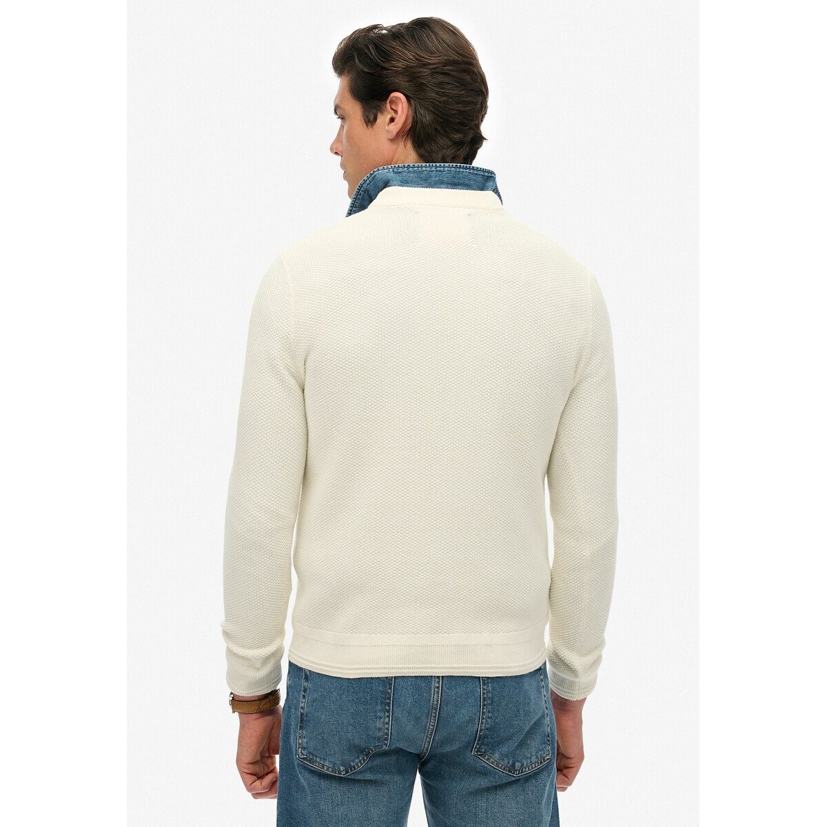 Textured Crew Neck Jumper off-white, SUPERDRY