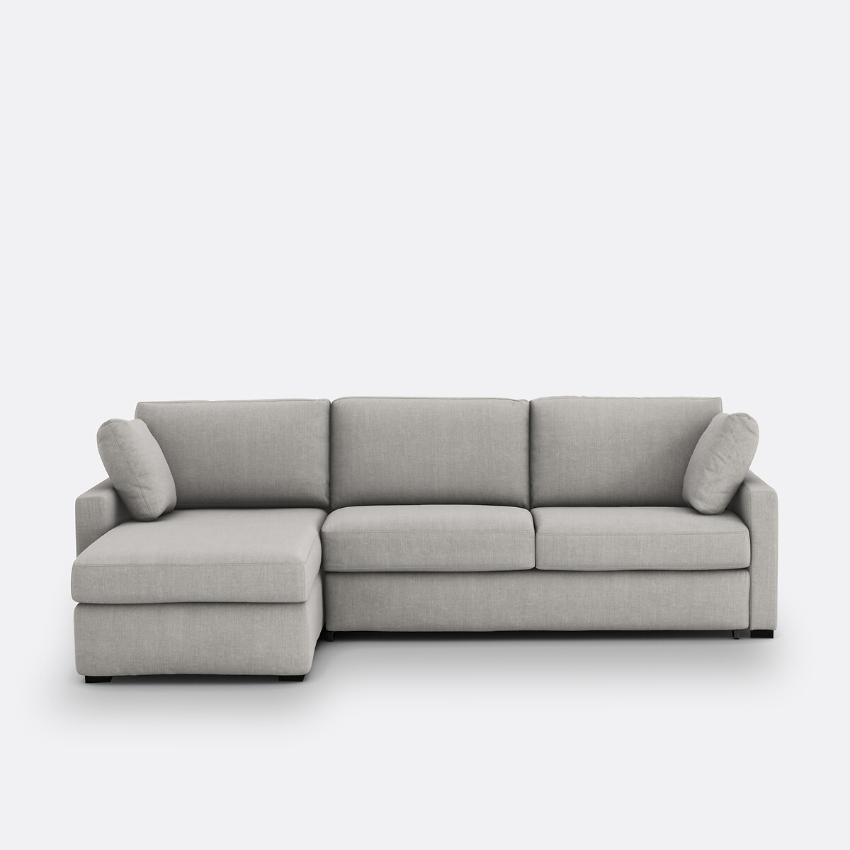 Canapé d'angle, convertible, 4 places, en coton et lin, mousse, TIMOR gris clair, LA REDOUTE INTERIEURS