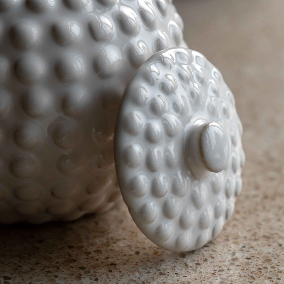 Small Acerno Beaded Trinket Jar in White white, ÉDITÉ