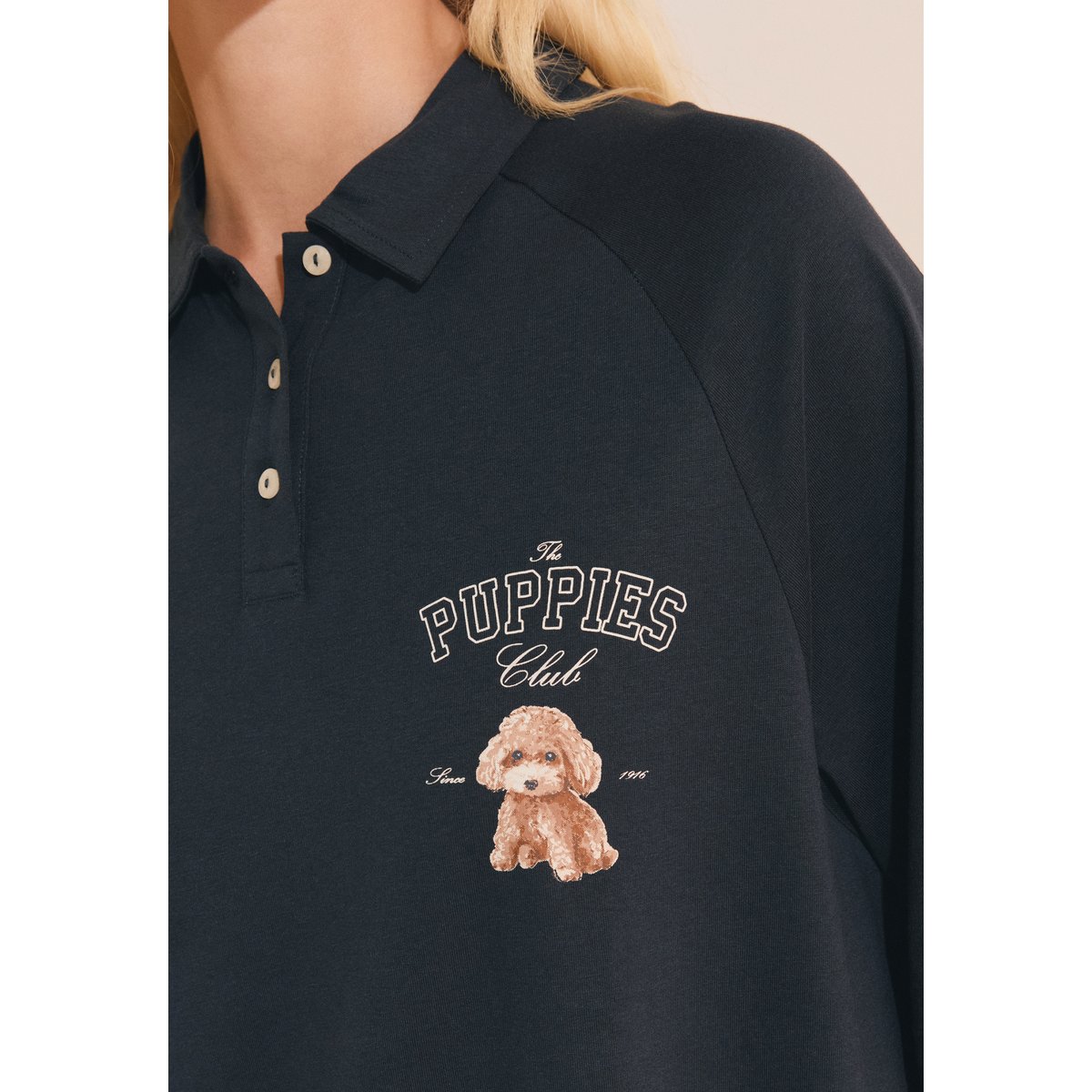 Chemise de nuit à motif chien avec boutons en coton ROBY encre, ETAM