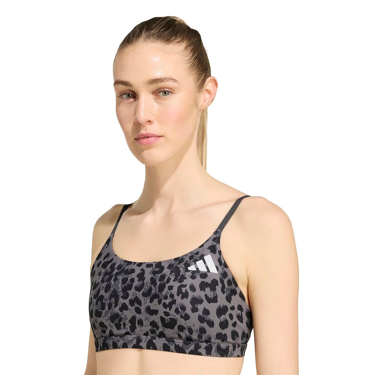 Brassière de sport imprimé léopard imprimé léopard/gris, adidas Performance