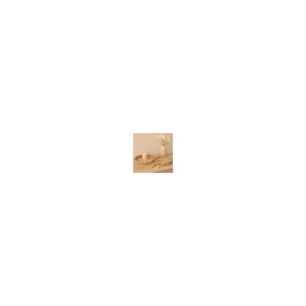 Plateau rond en rotin 25cm naturel, ORNAMI