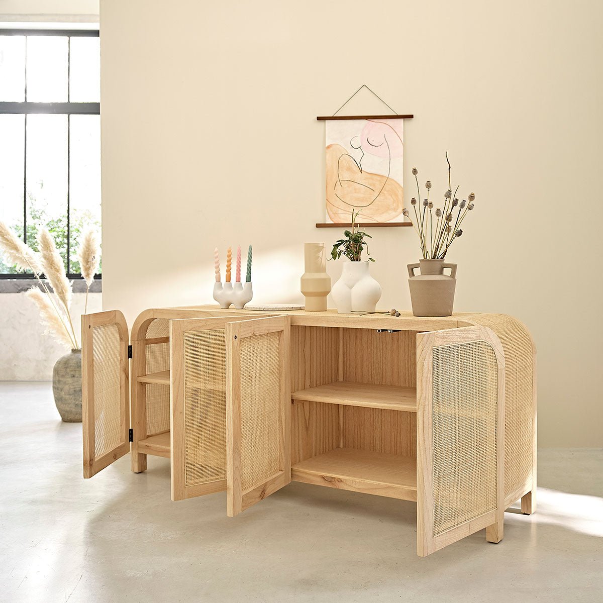 Buffet en bois massif 190 cm MAËL naturel, BERAH GETAH