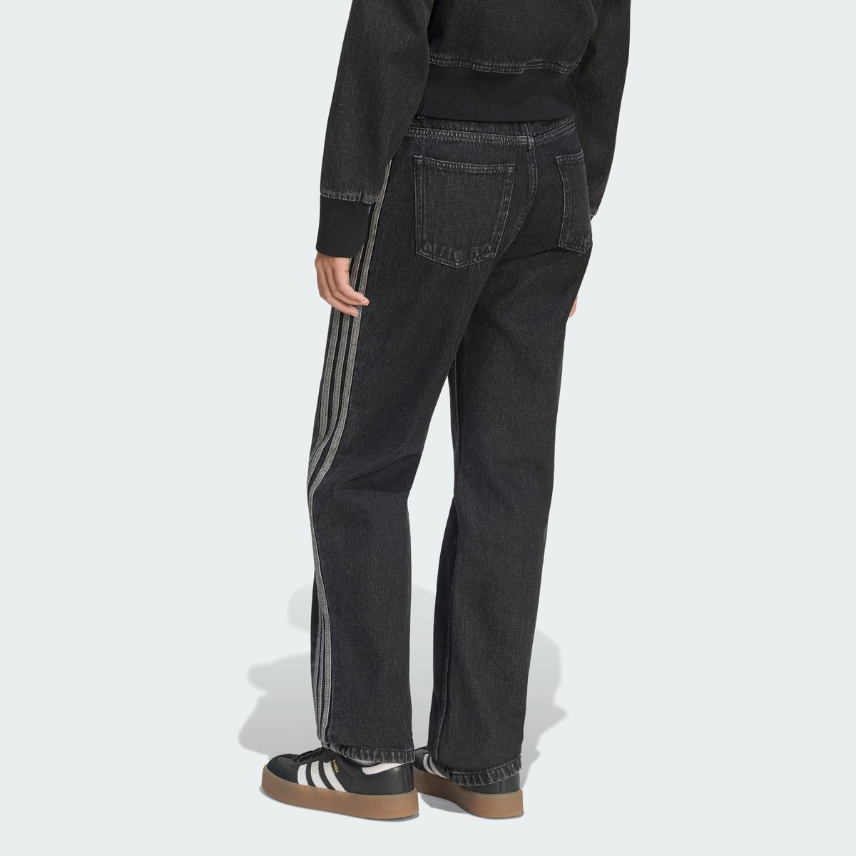 Pantalon Droit Denim Taille Mi-Haute Firebird Pantalon Droit Denim Taille Mi-Haute Firebird true black denim, adidas Originals