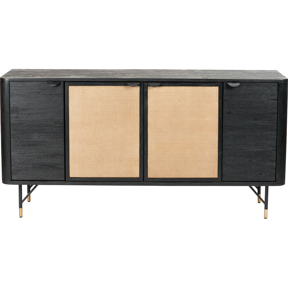 Fenix Acacia Rattan 4 Door Sideboard black/natural, ÉDITÉ