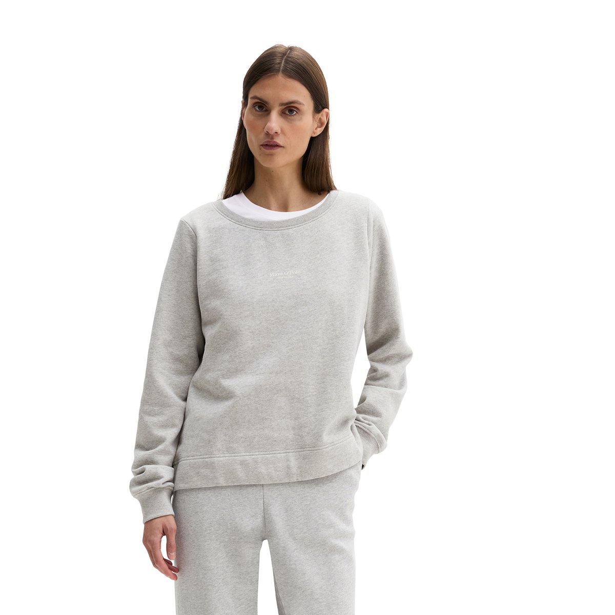 Sweat-shirt DfC relaxed garment-dyed avec surface peignée gris, MARC O'POLO