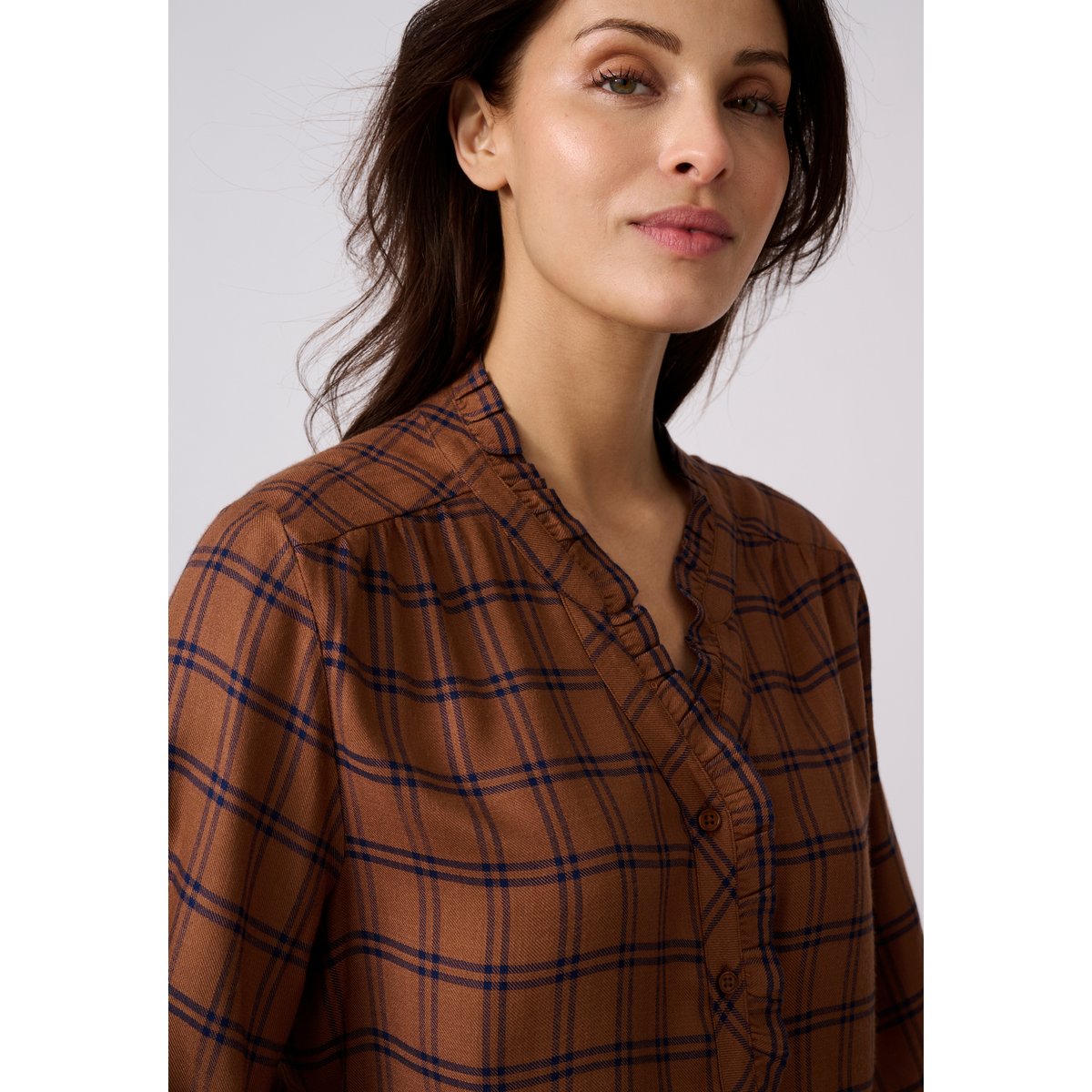 Blouse à carreaux marron carreaux, DAMART