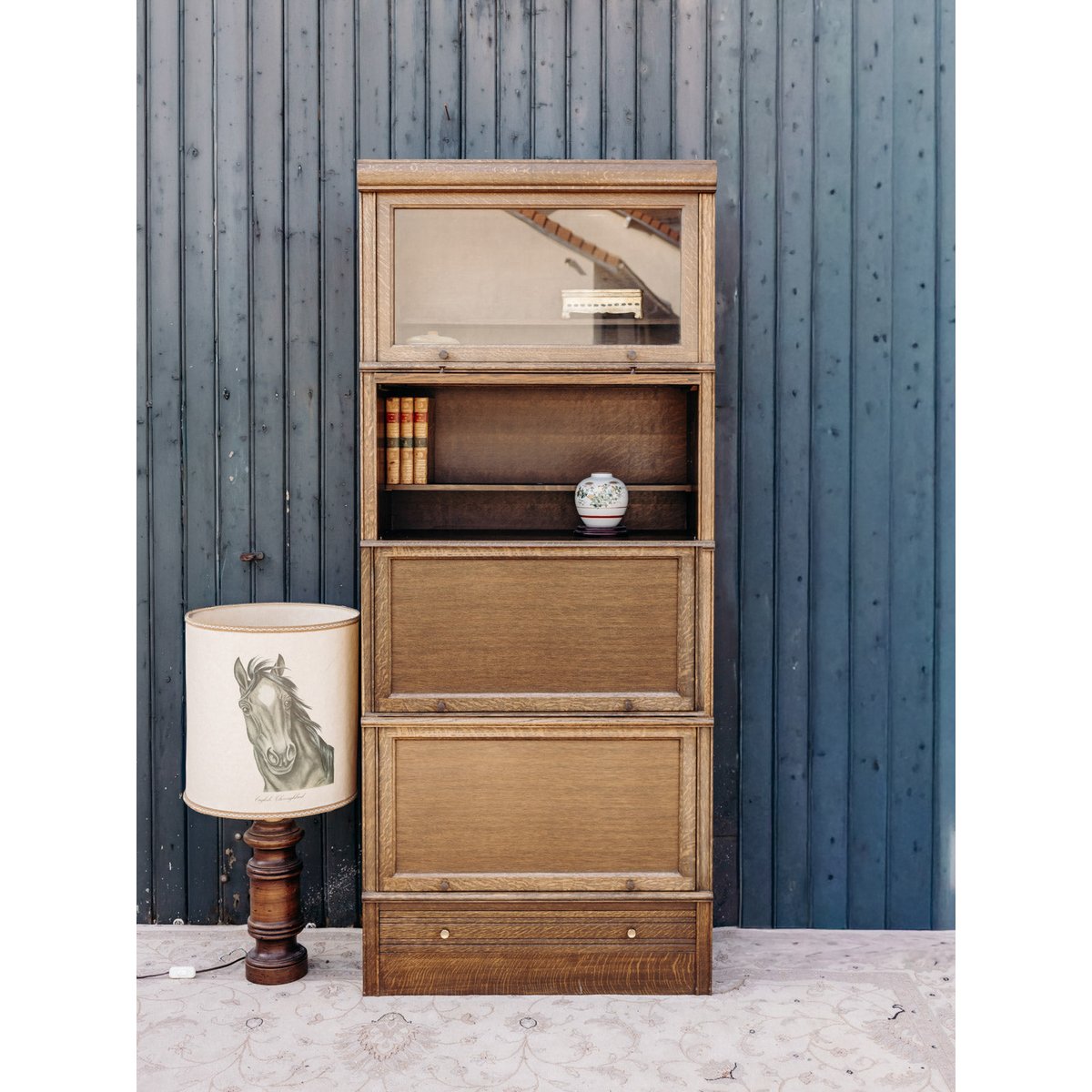 Vitrine modulable en bois brut Victoria N°1318 - Bon état bois foncé, DEBONGOUT