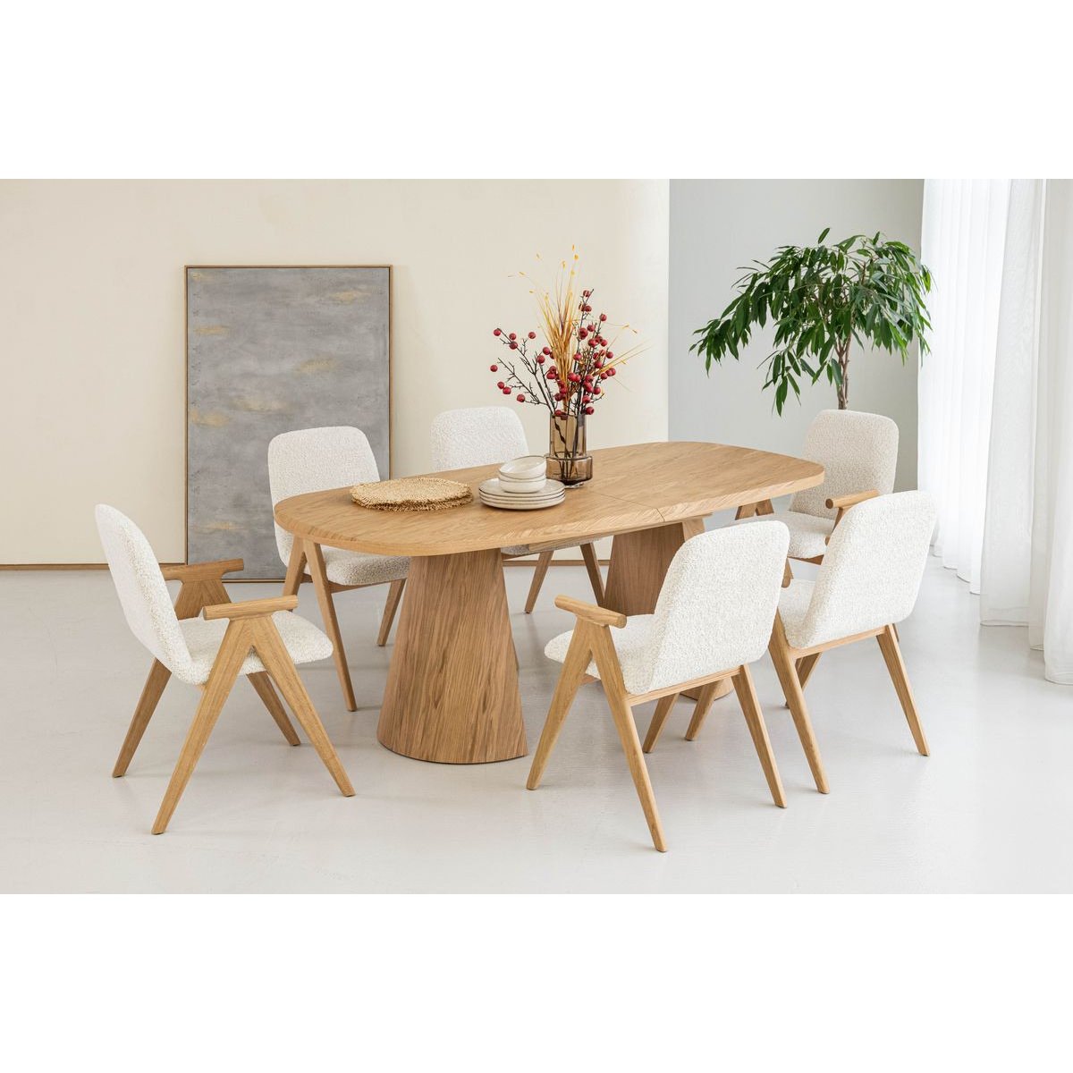 Lot de 2 chaises tissu bouclette, PAGNOL marron clair, BOBOCHIC