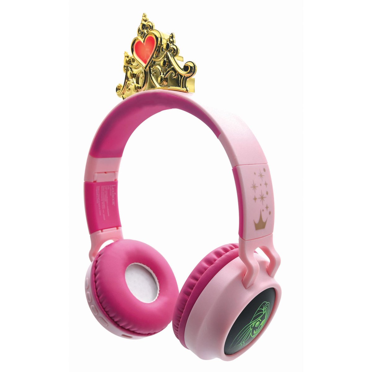 Casque lumineux pliable Bluetooth® et filaire avec un design d'une tiare de l'univers des Princesses Disney rose, LEXIBOOK