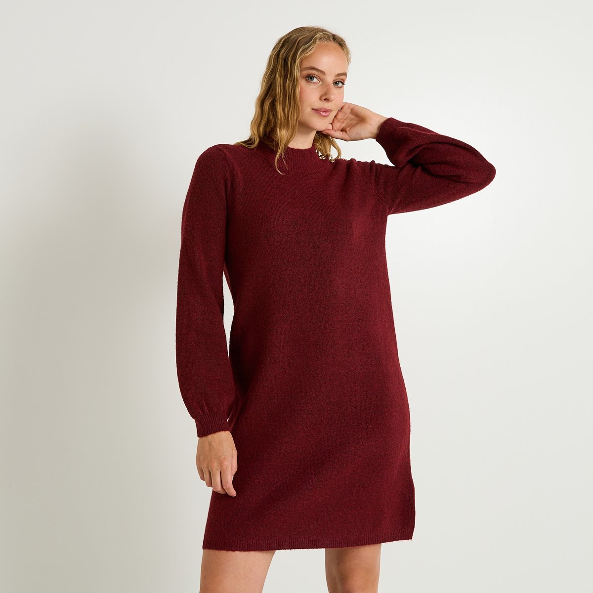 Robe pull col montant orange bordeaux, GRAIN DE MALICE