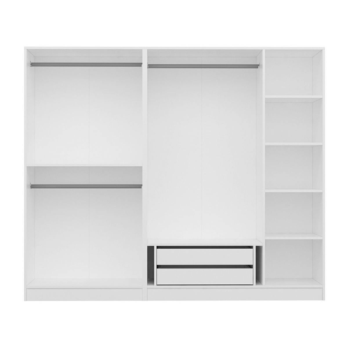Armoire penderie blanche à moulures, 5 portes 2 miroirs BYRON blanc, PIER IMPORT