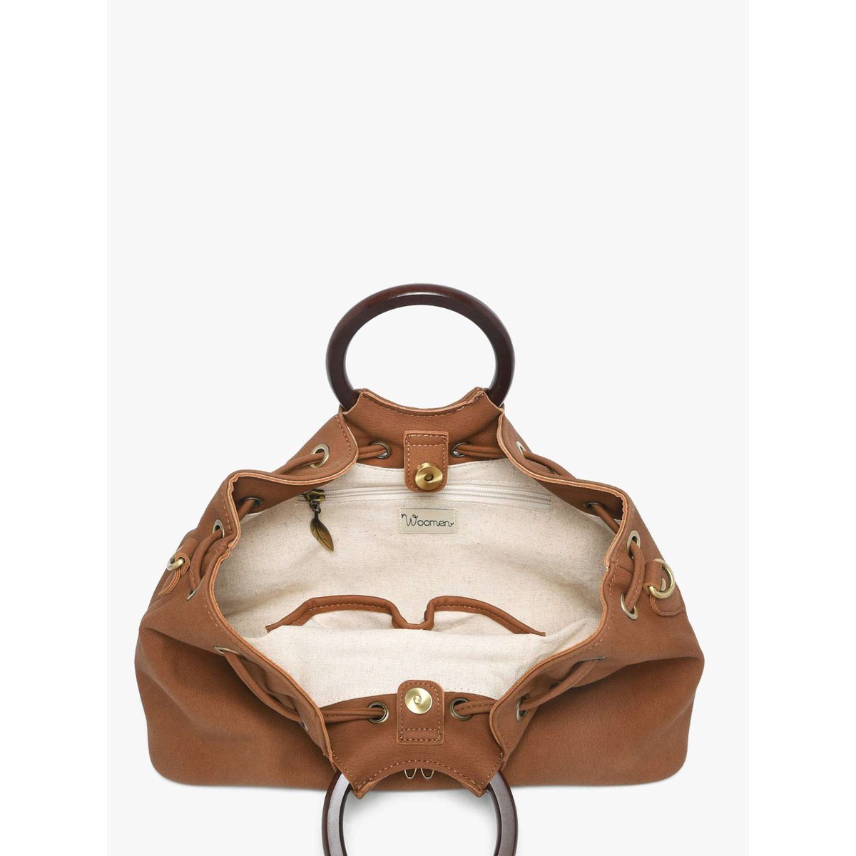 Sac bandoulière Verveine camel, WOOMEN