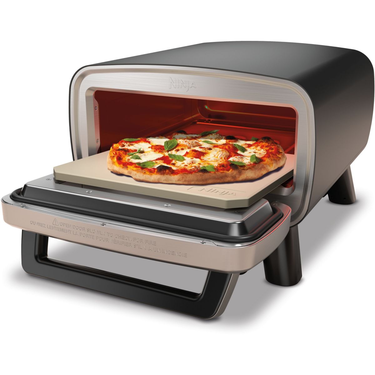 Four à pizza électrique MO201EU inox noir pizza 30 cm, fonction air fryer, thermostat digital couleur unique, NINJA