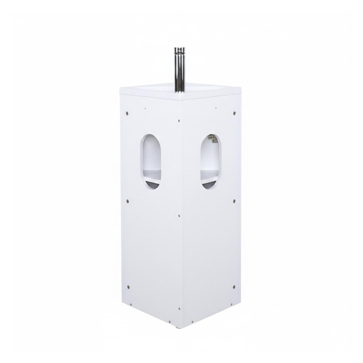 Ensemble lave-mains d'angle sur pieds avec robinet et armoire SORRENTO blanc satiné, MOB IN