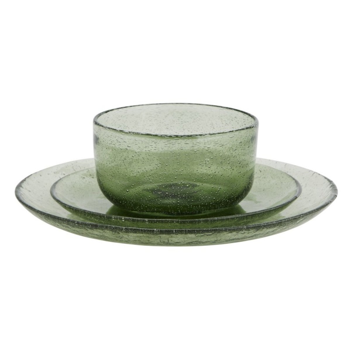Assiette verre bullé vert, MADAM STOLTZ