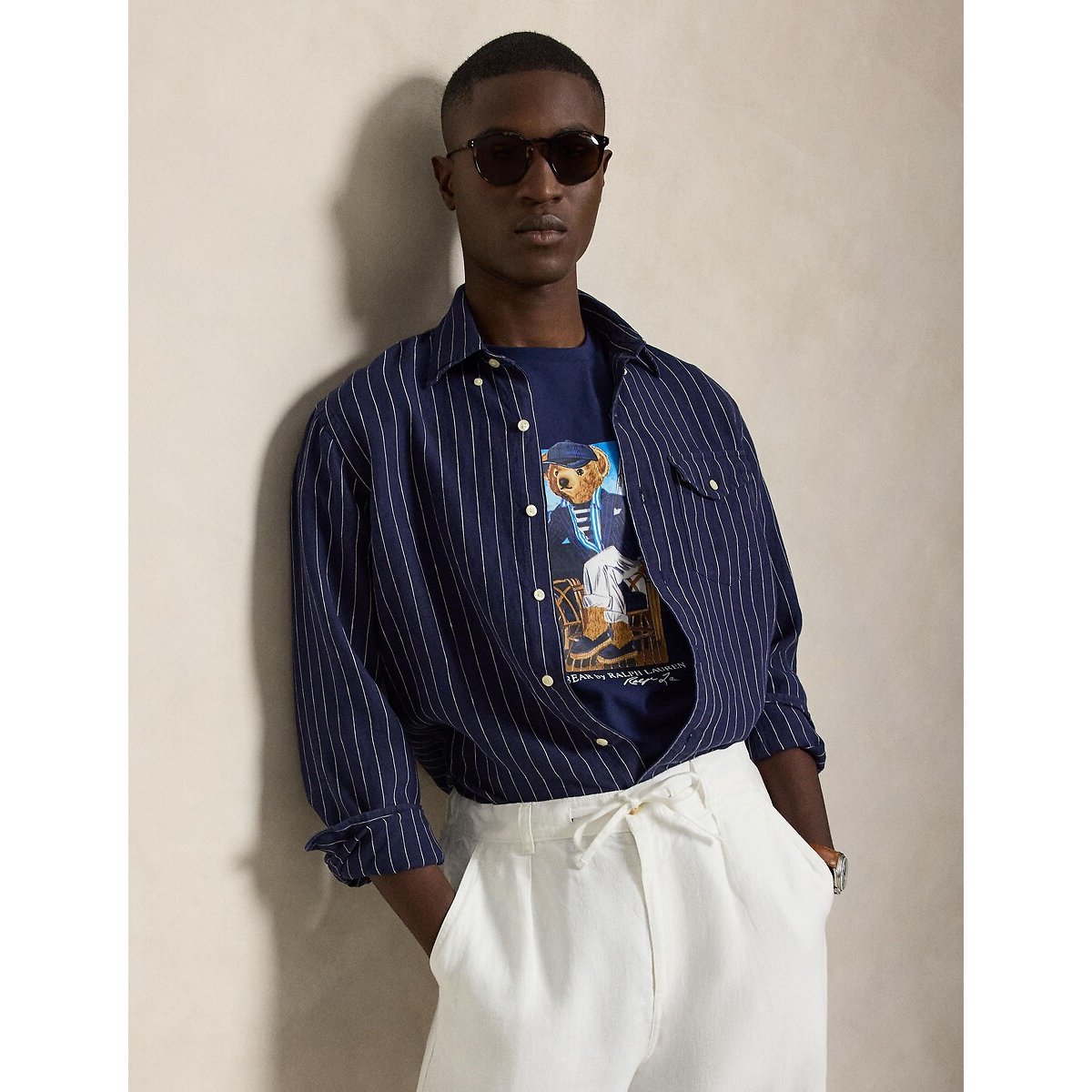 T-shirt de manga curta, BEAR, CUSTOM SLIM FIT marinho, POLO RALPH LAUREN