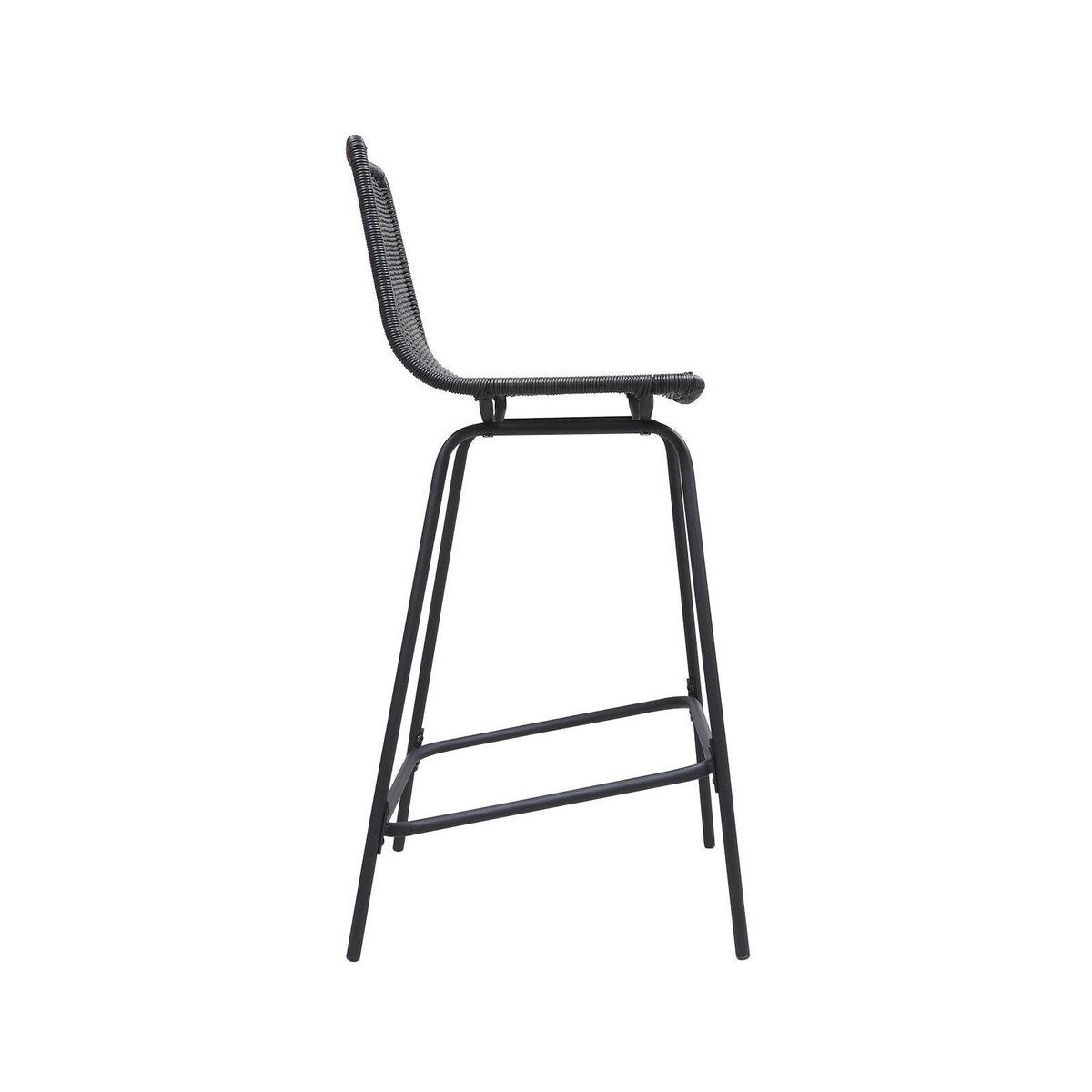 Lot de tabourets d'ilot et bar en métal et assise en rotin 65cm BALI|Lot de 4 | Lot de 4 noir, MOB IN