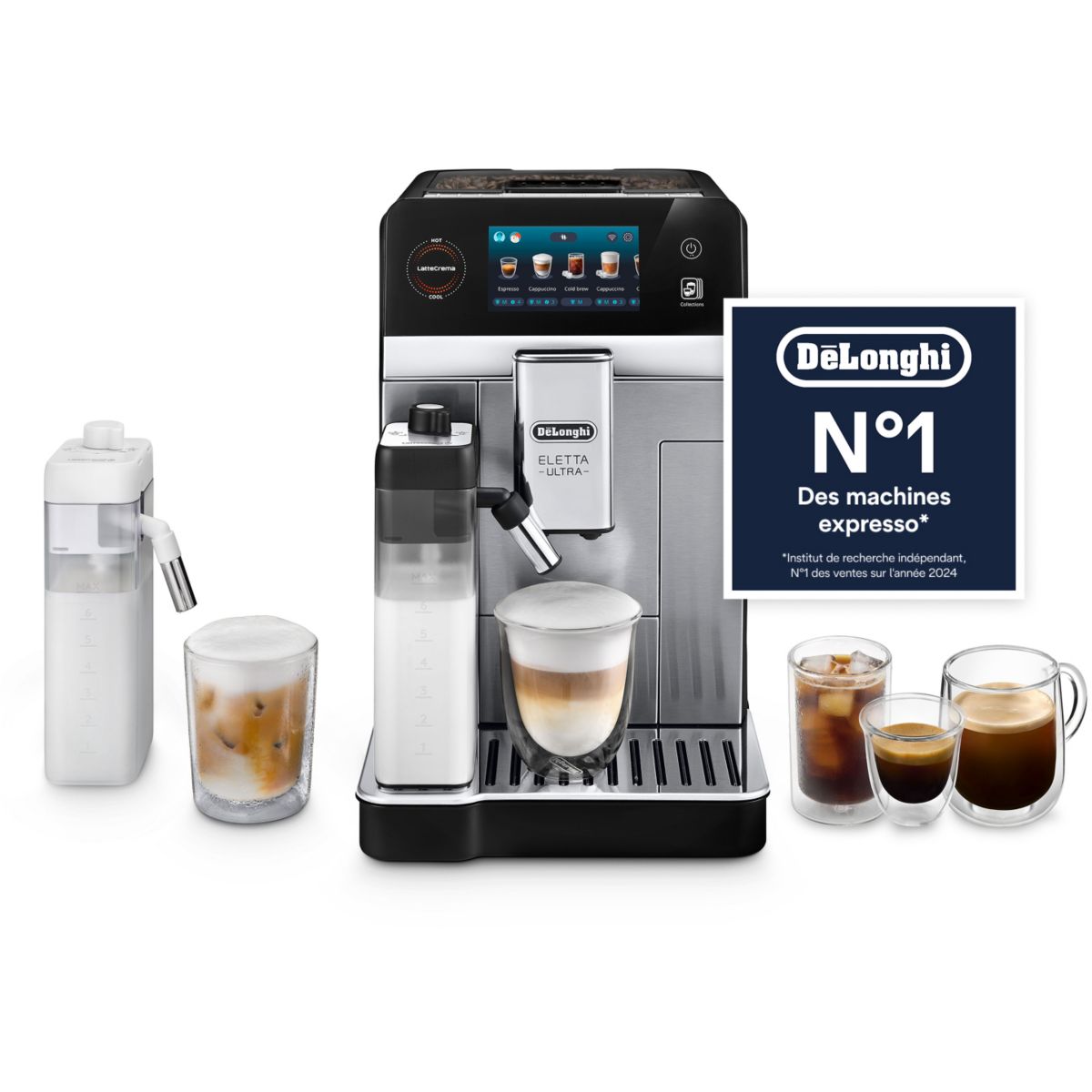 Expresso Broyeur Eletta Ultra ECAM470.85.MB Technologie Silent couleur unique, DELONGHI