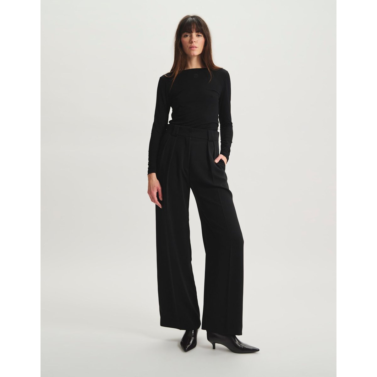Pantalon à pinces Marlène noir, INES DE LA FRESSANGE PARIS