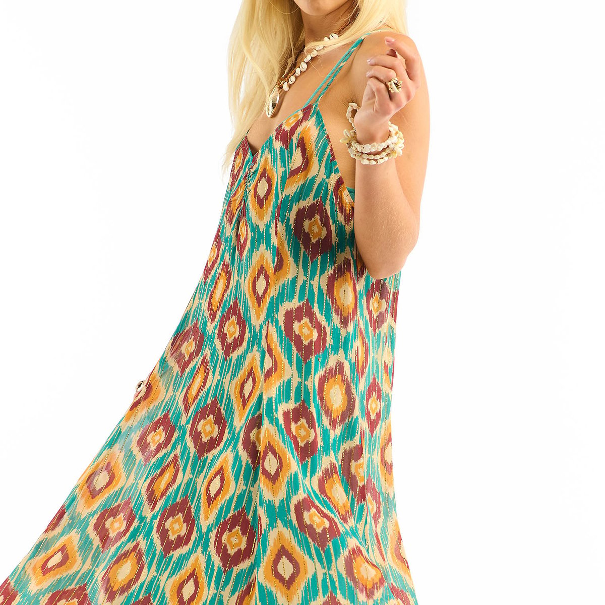 Robe longue à motifs et fines bretelles ANSELME multicolore, WILD