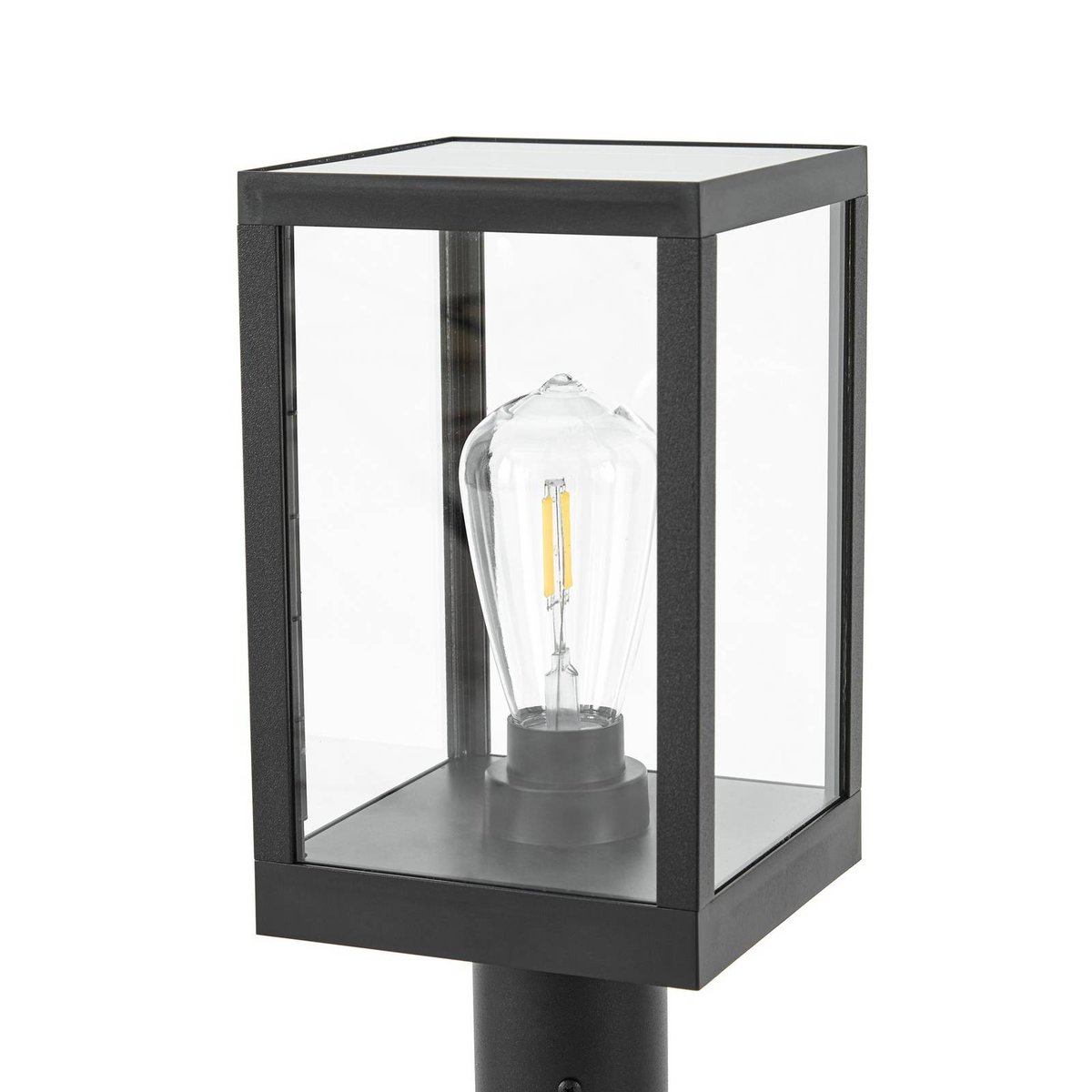 Lampe solaire en inox moderneLED, Relto noir, transparent, LINDBY