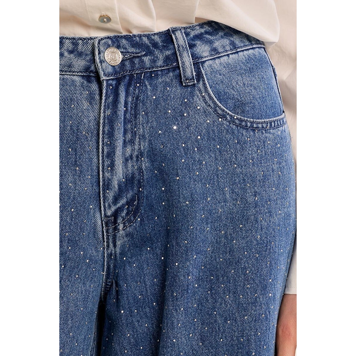 Jean large à sequins denim bleu, MOLLY BRACKEN