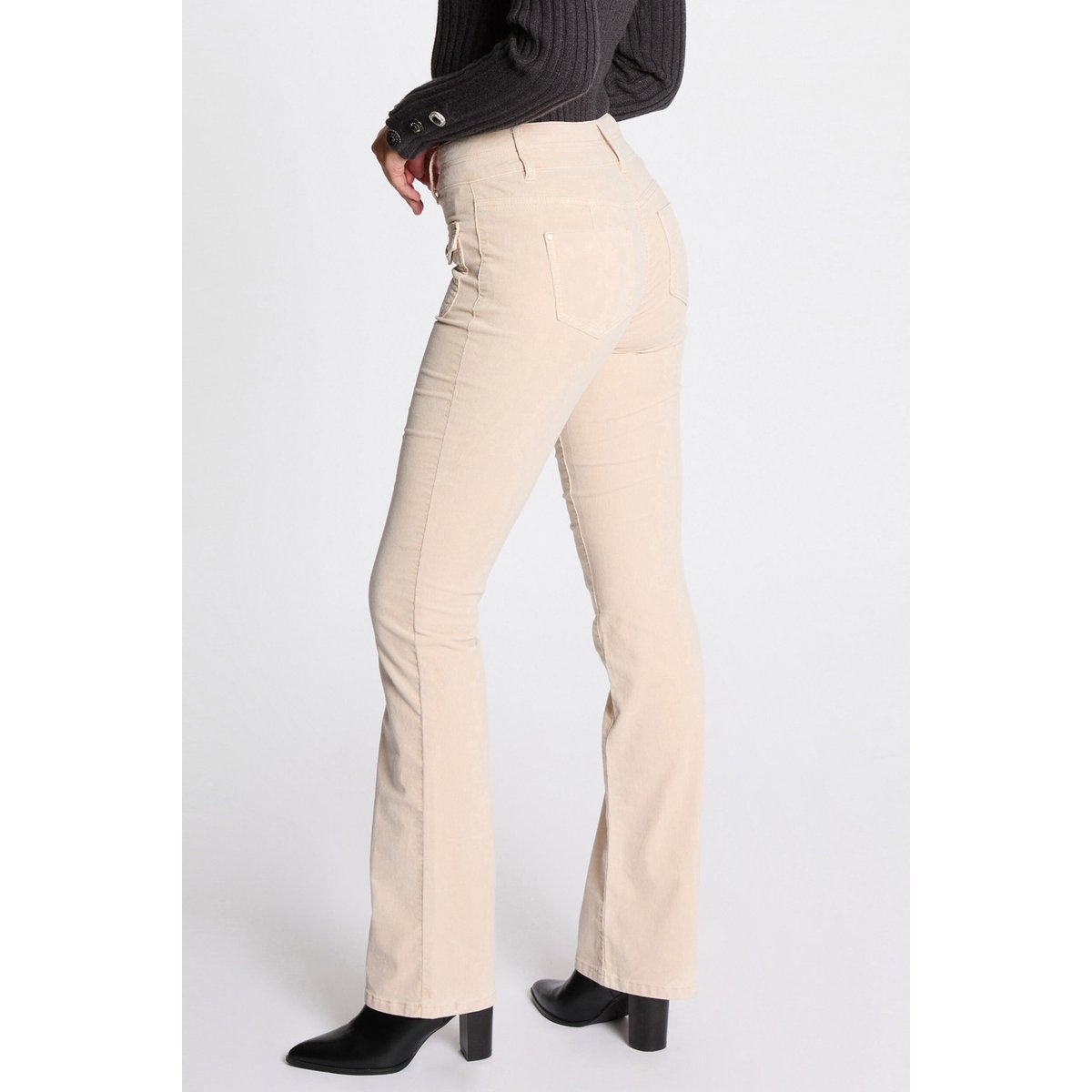 Pantalon ajusté velours ivoire, MORGAN