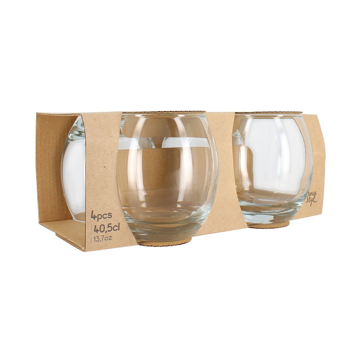 Lot de 4 gobelets 40cl en verre, SAND transparent, NOVASTYL