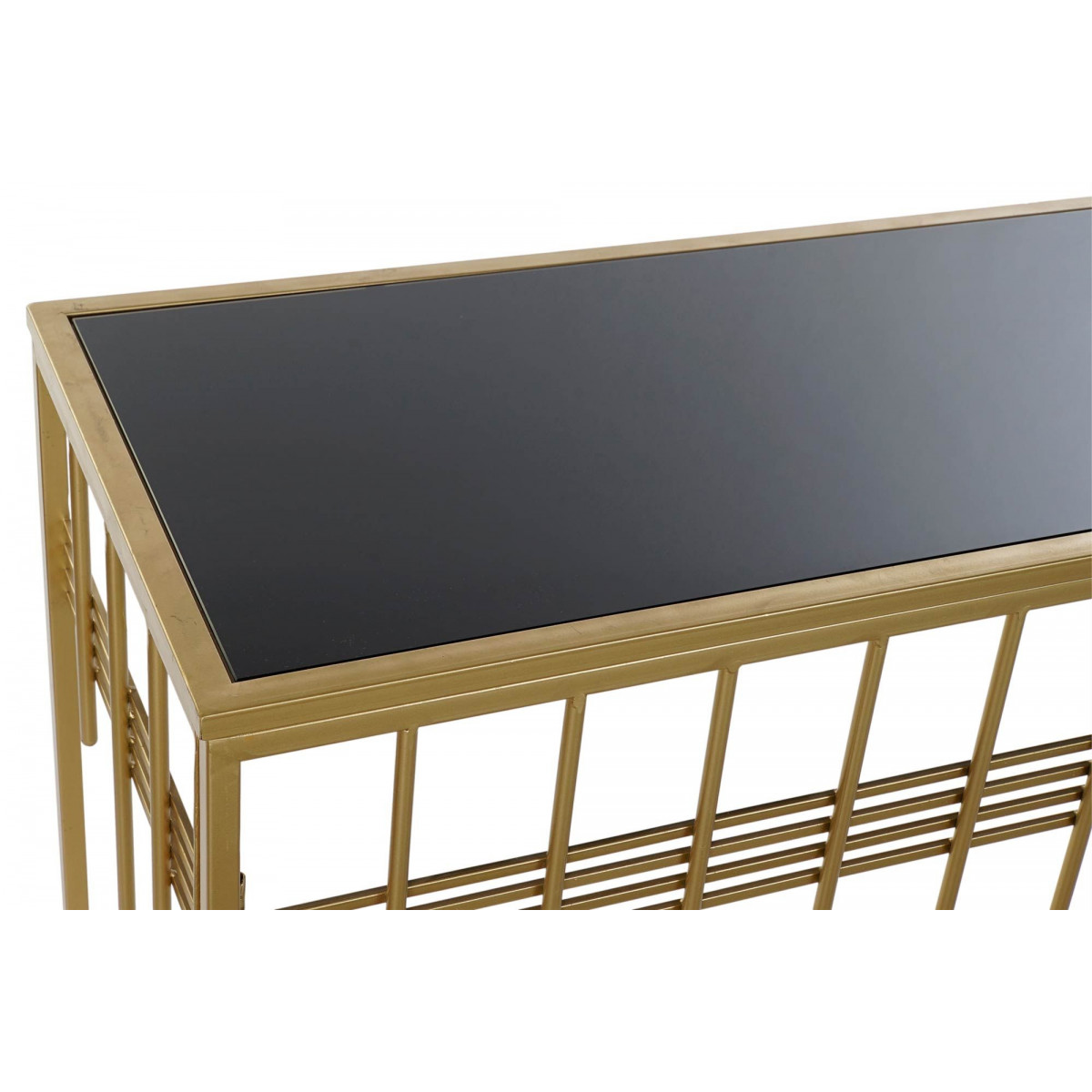 Console en Métal Doré et Plateau Verre Noir - 120x40x81cm doré, WADIGA