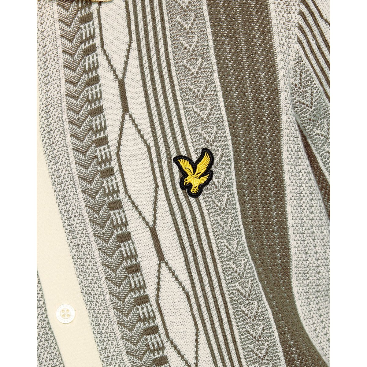 Polo jacquard en maille beige glace/ kaki cendré, LYLE & SCOTT