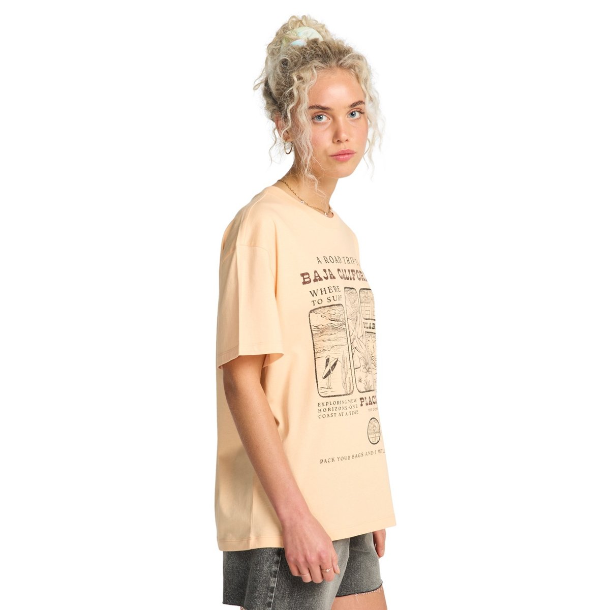 T shirt manches courtes FLYING TO THE MOON orange soft peach, BILLABONG