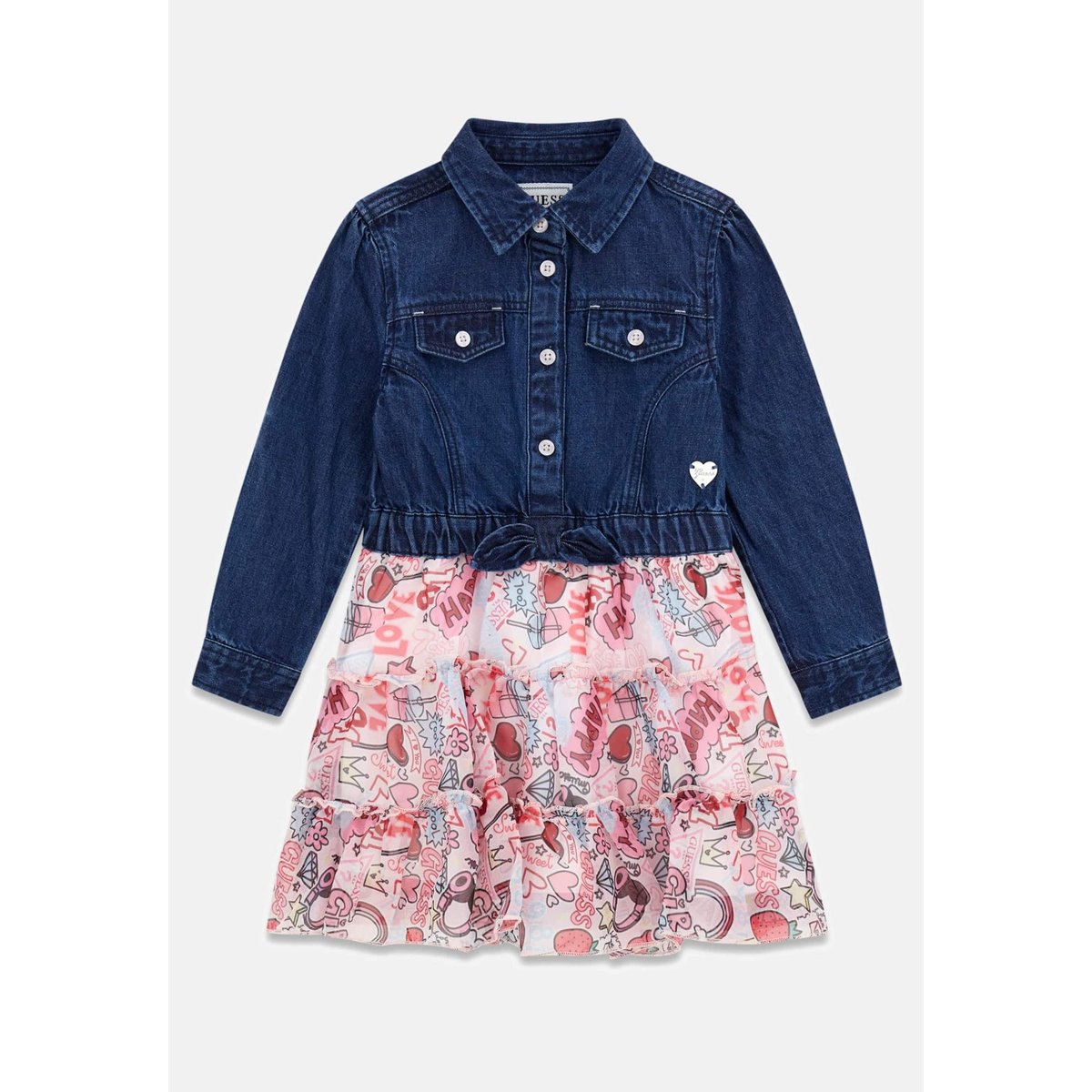 Denim Imprimé Dress bleu, GUESS KIDS
