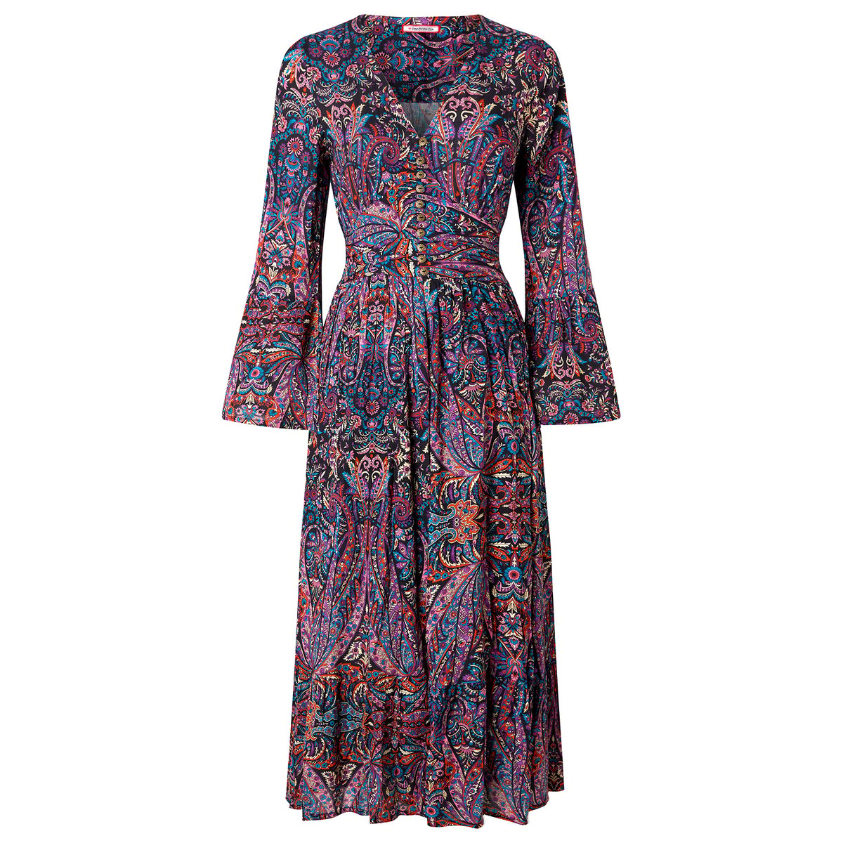 Robe Longue à Manches Longues Motif Cachemire noir, JOE BROWNS