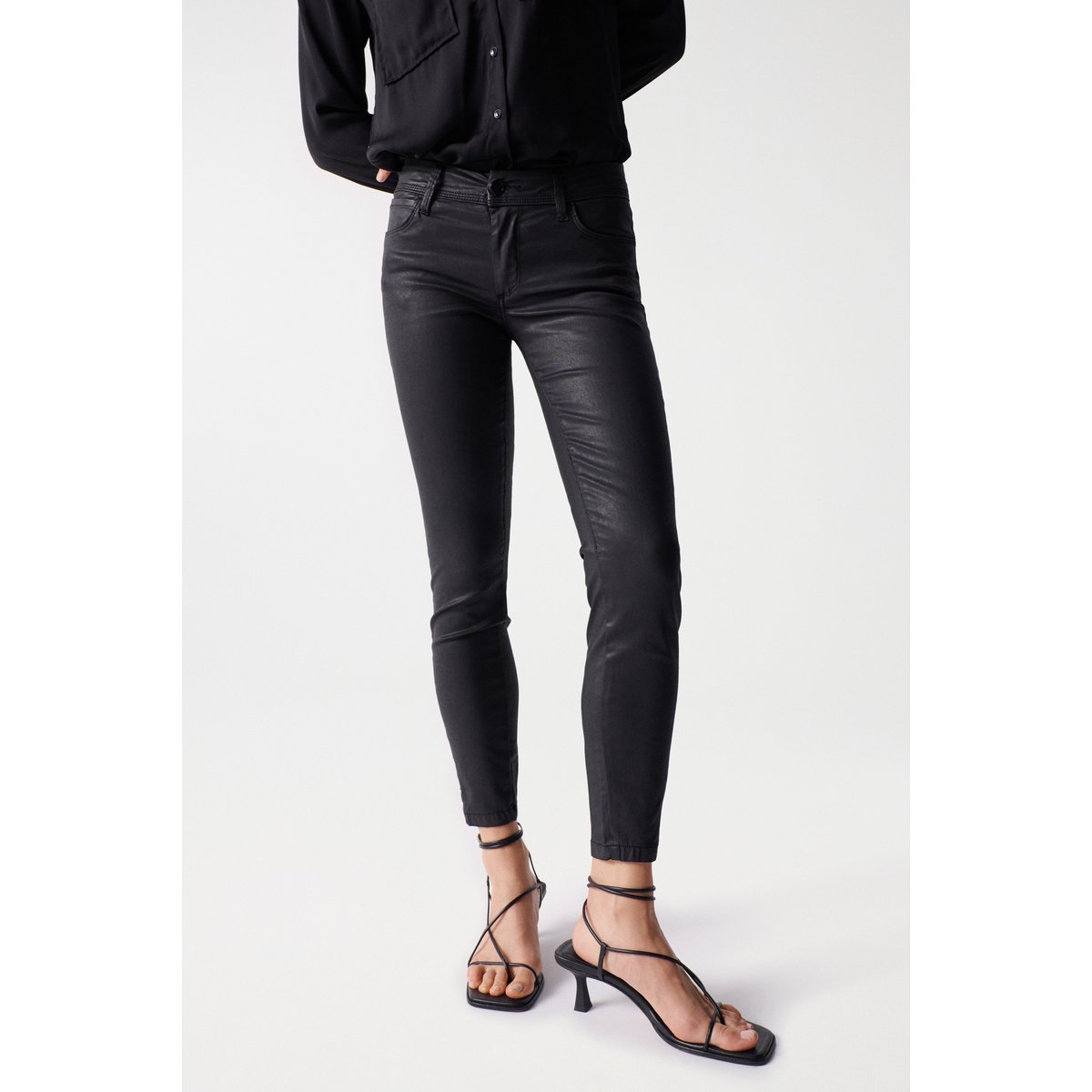 JEAN WONDER PUSH UP CROPPED SKINNY noir, SALSA JEANS