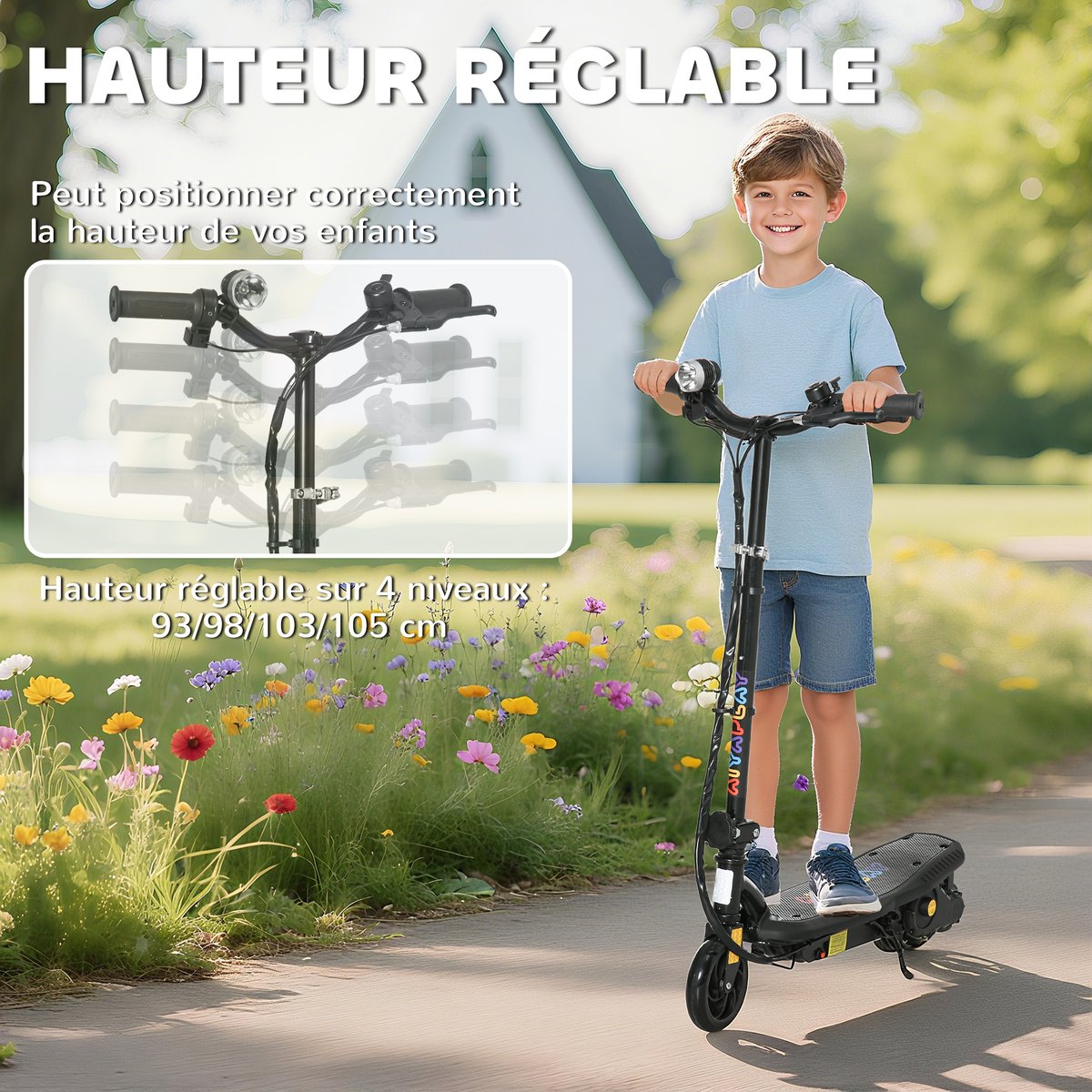 Trottinette électrique pour enfants Métal noir, HOMCOM