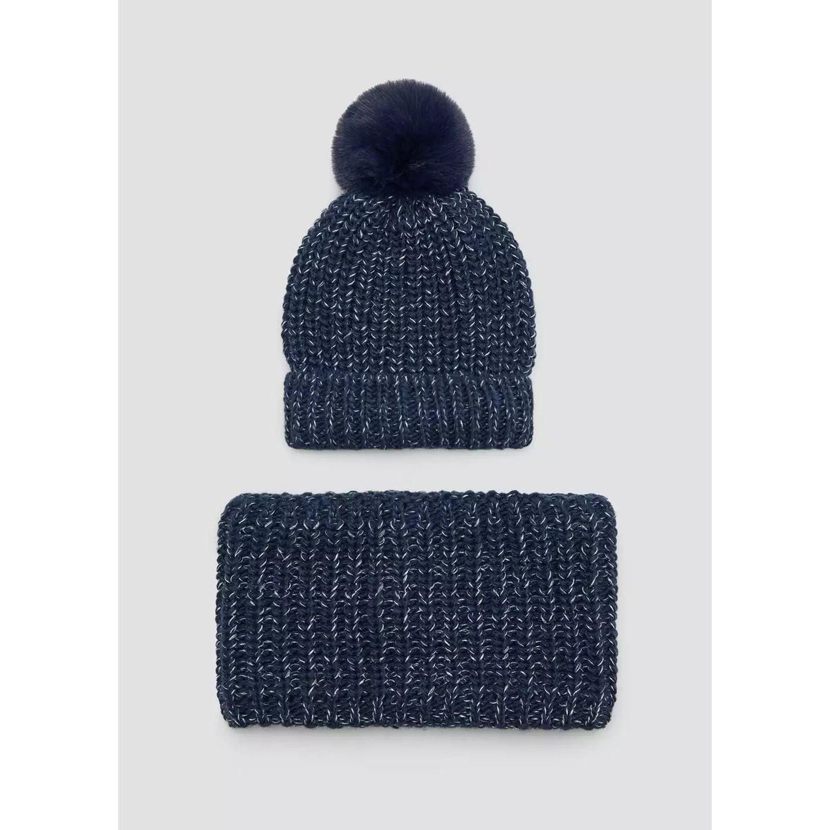Cache-cou en maille avec fil contrasté bleu marine, MANGO BABY