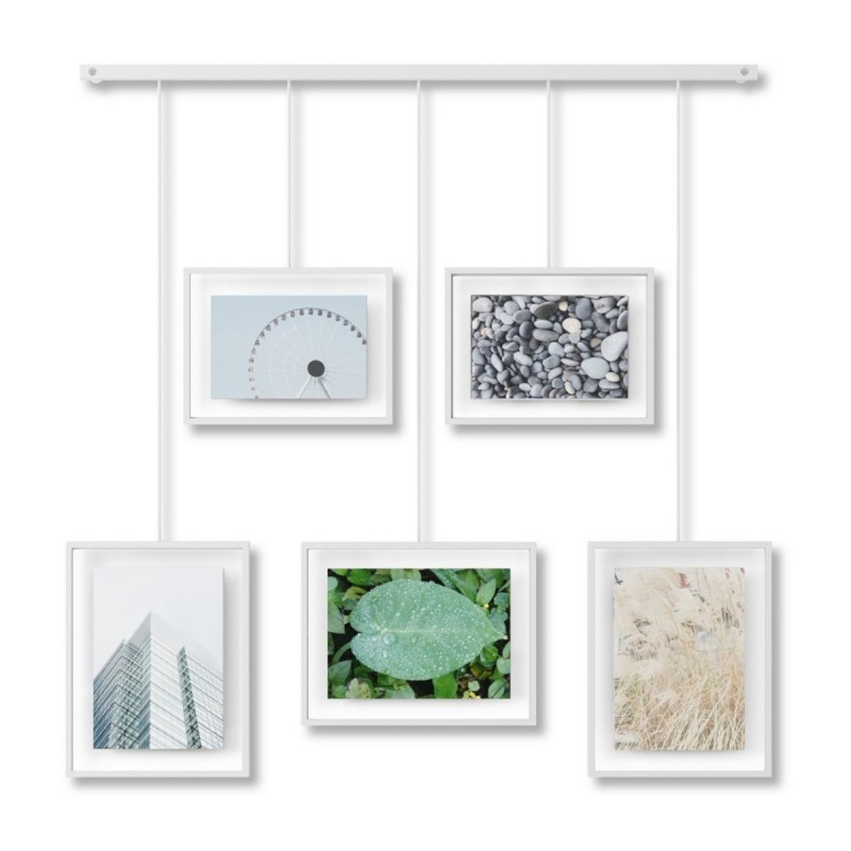 Cadre-photos suspendu 5 multivues métal EXHIBIT blanc, UMBRA
