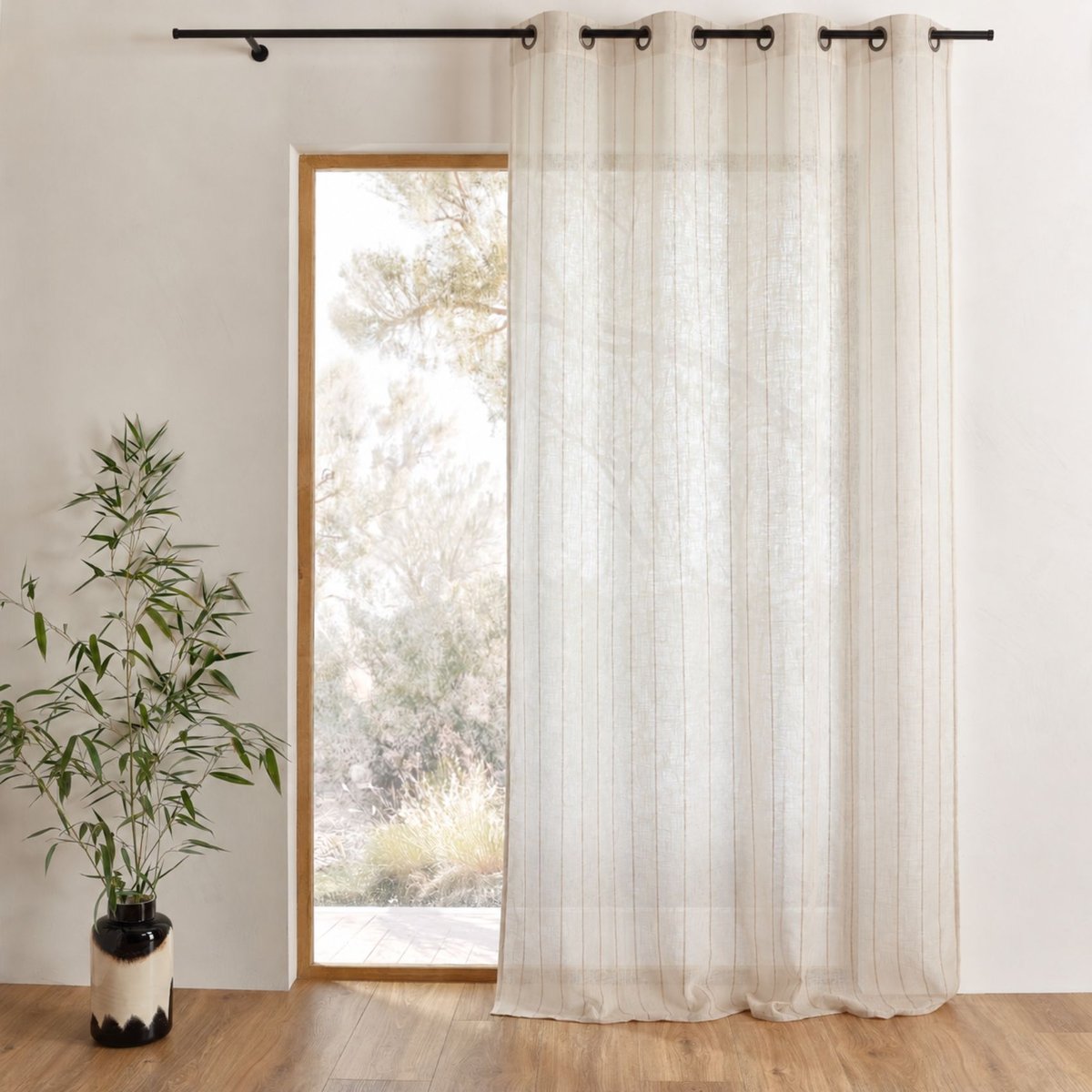 Rideau 100% coton à rayures beige LOURMARIN - QABANE beige, HOME MAISON