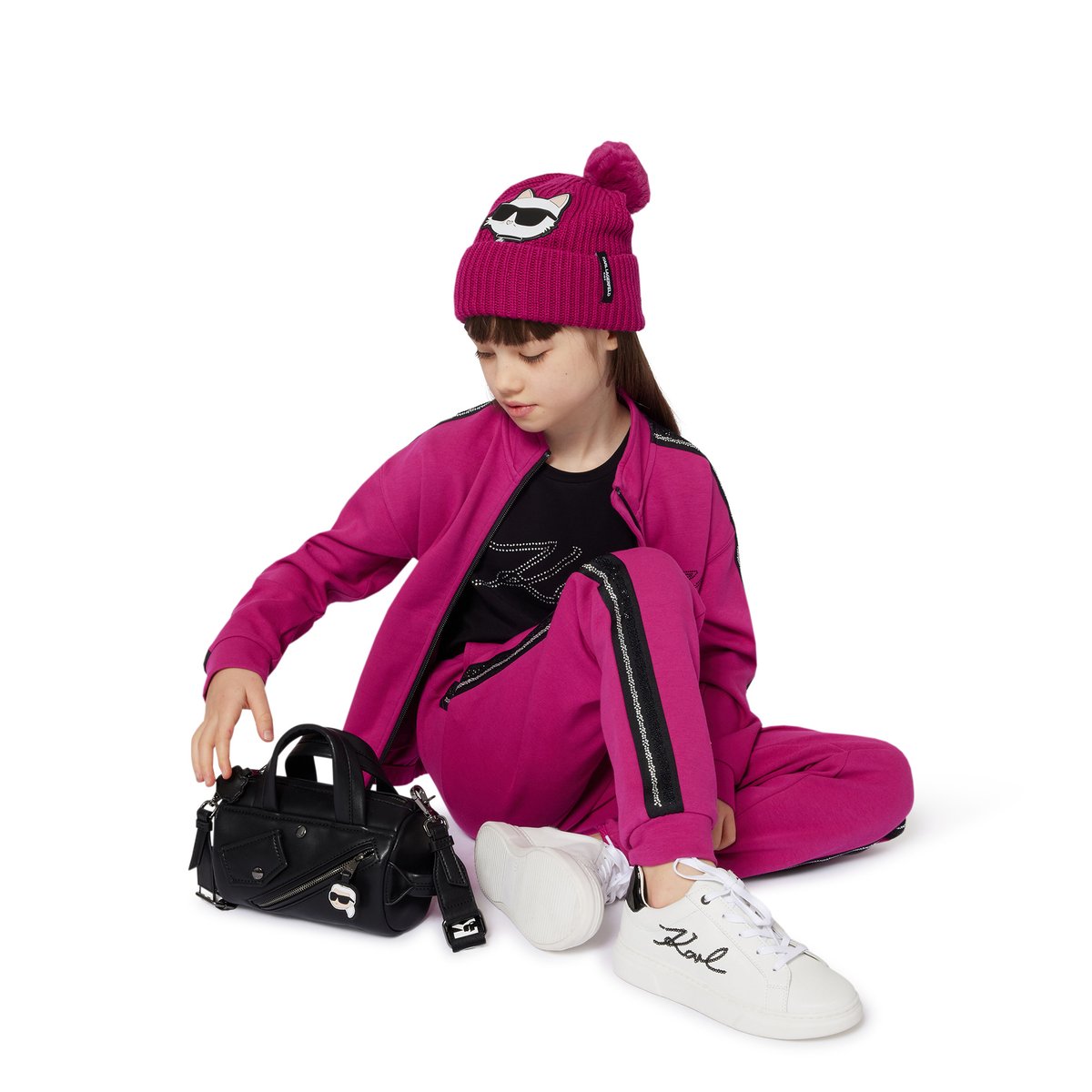 Sneakers basse stringate blanc, KARL LAGERFELD KIDS