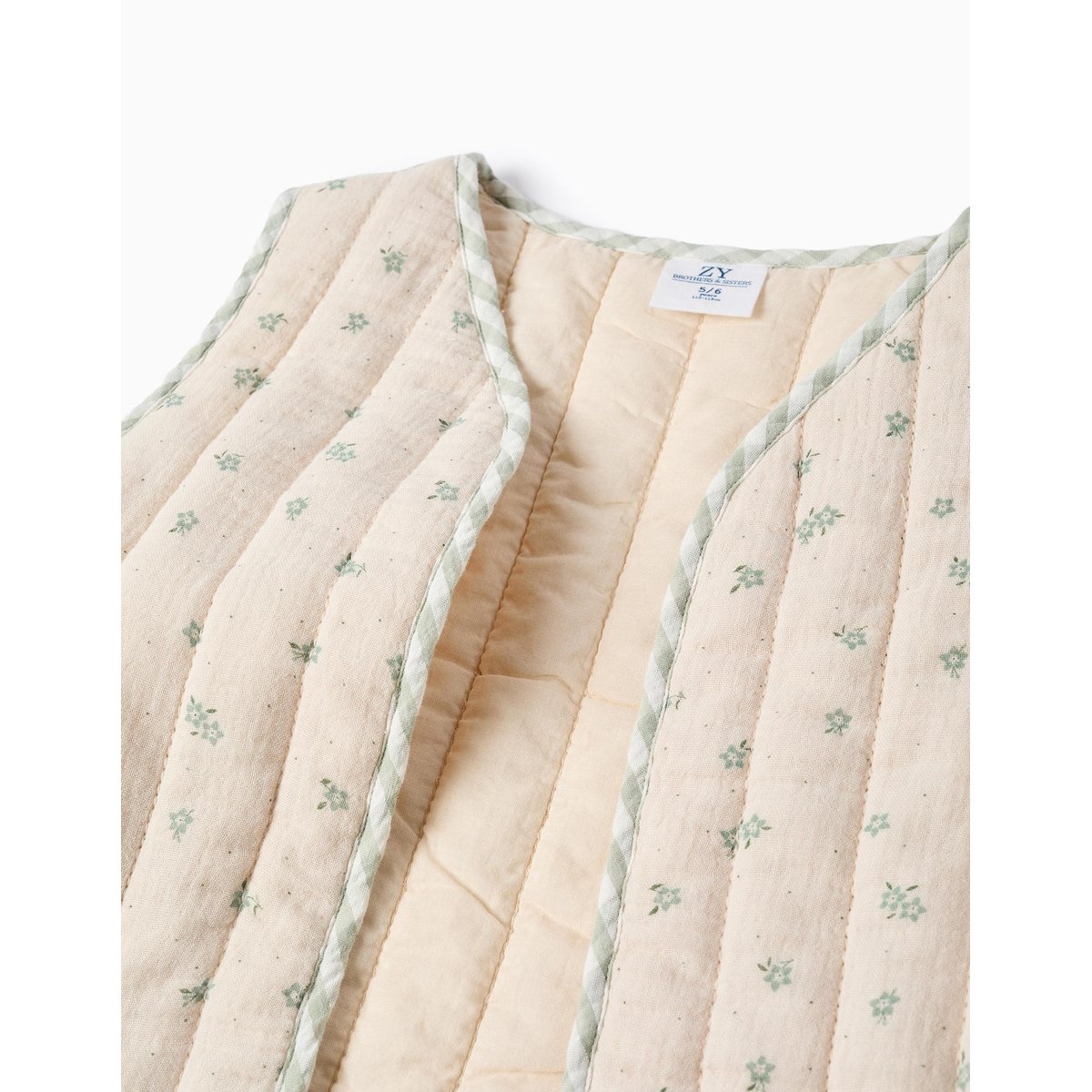 Gilet rembourré en coton à motif vert clair, ZIPPY